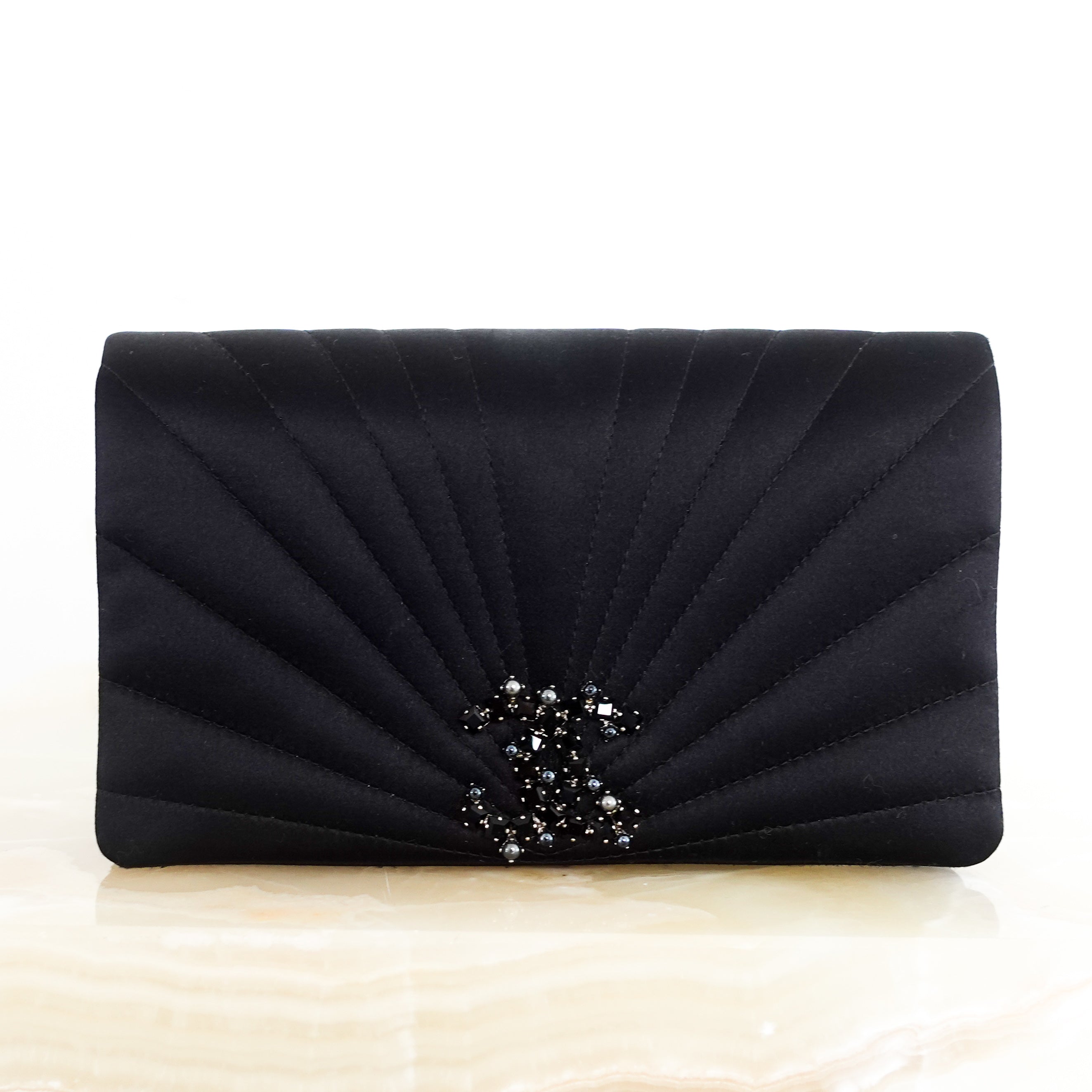 Silk black satin clutch