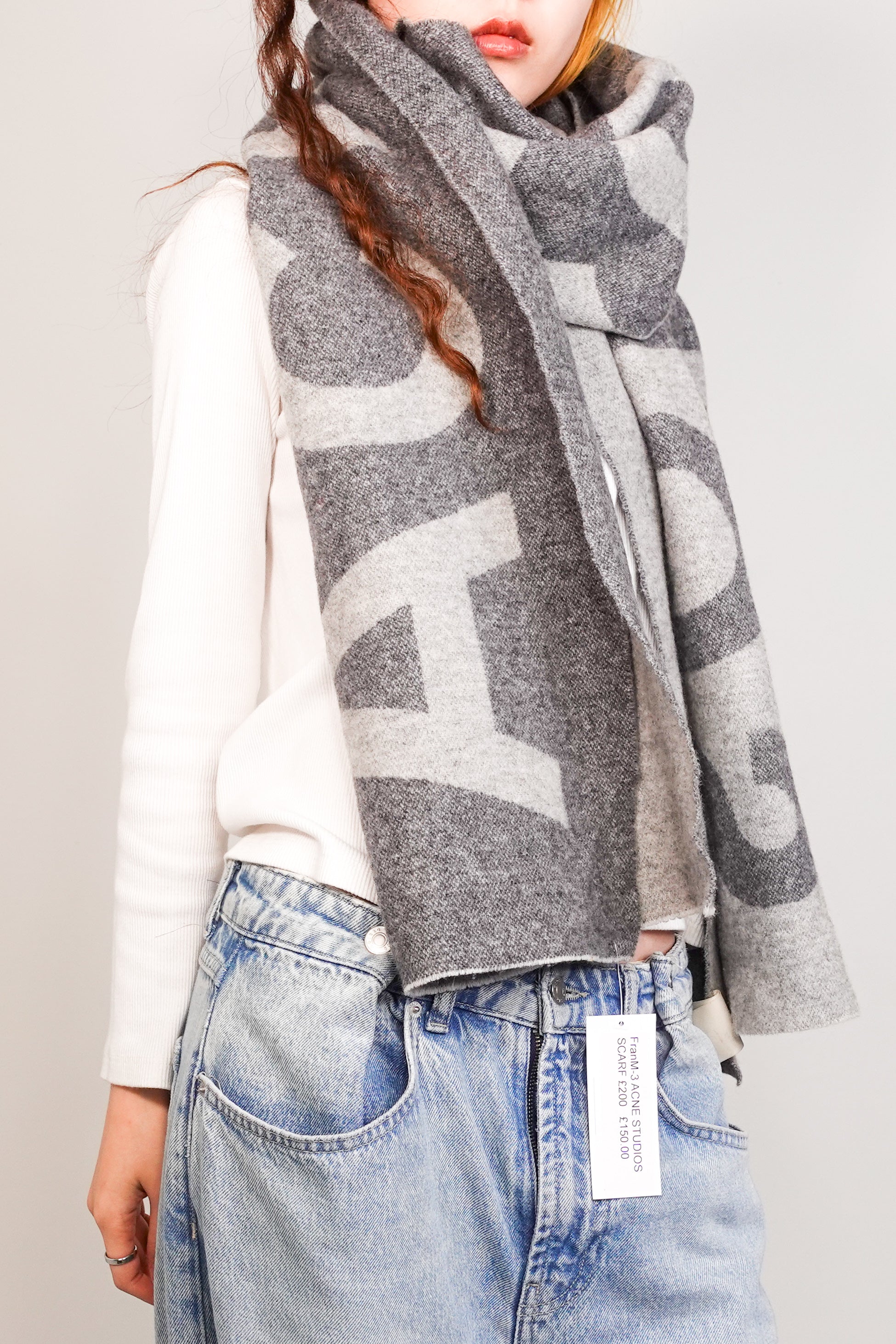 Grey knitted scarf RRP £225