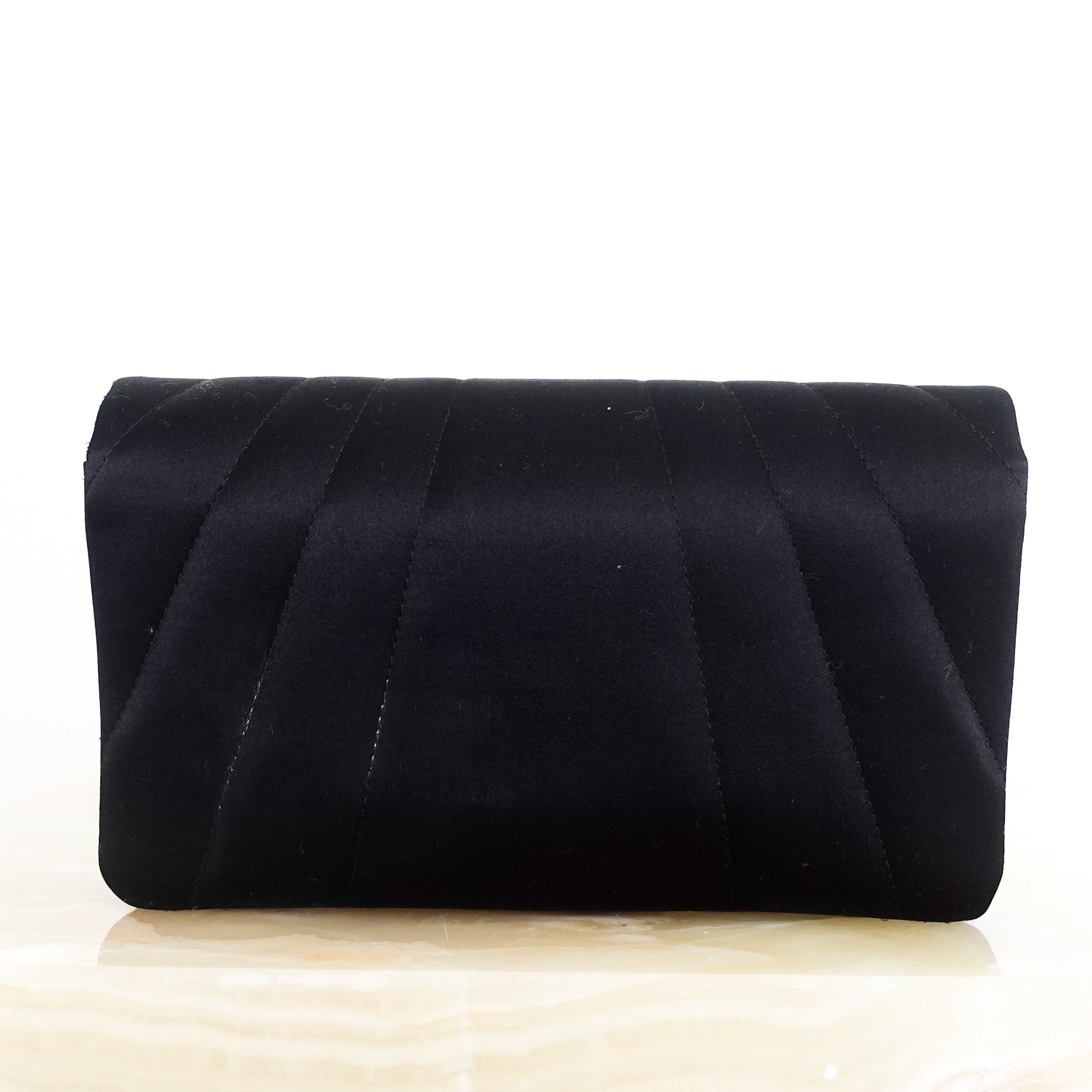 Silk black satin clutch