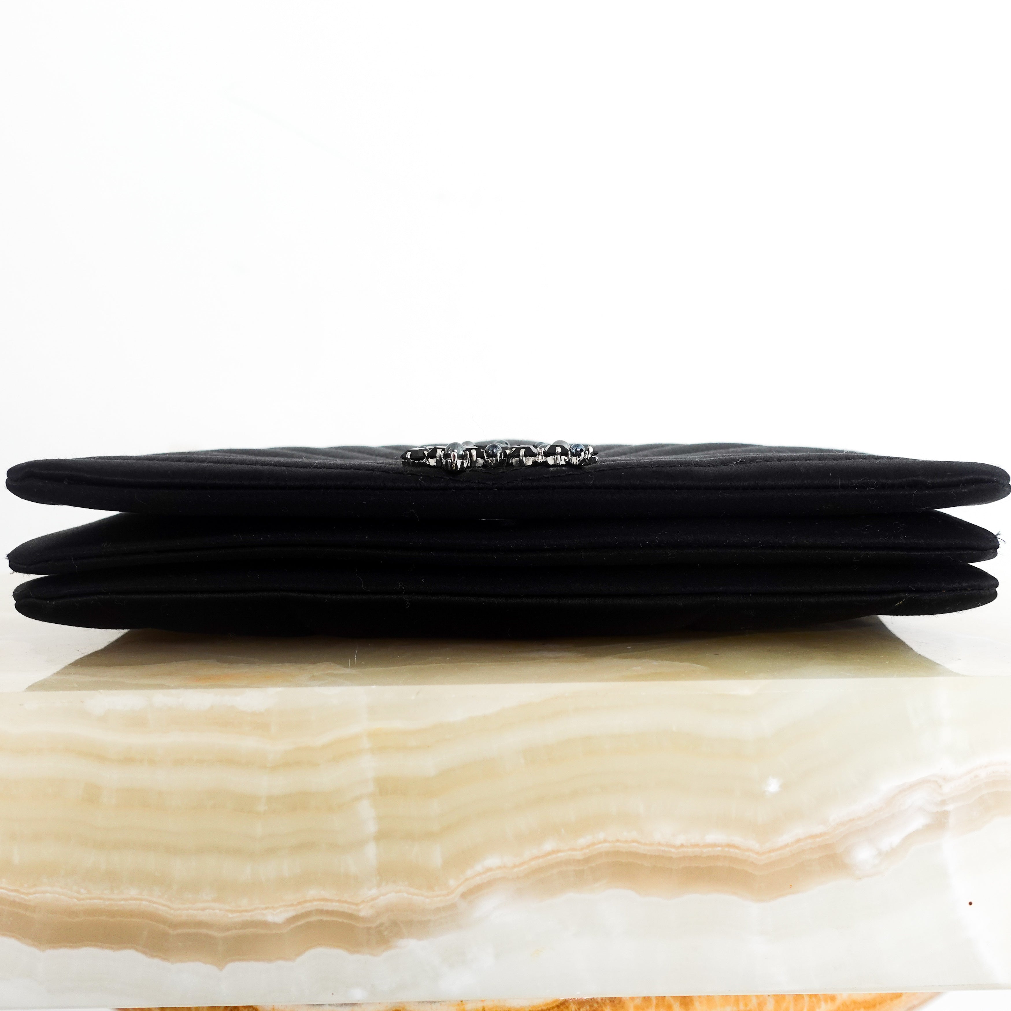 Silk black satin clutch