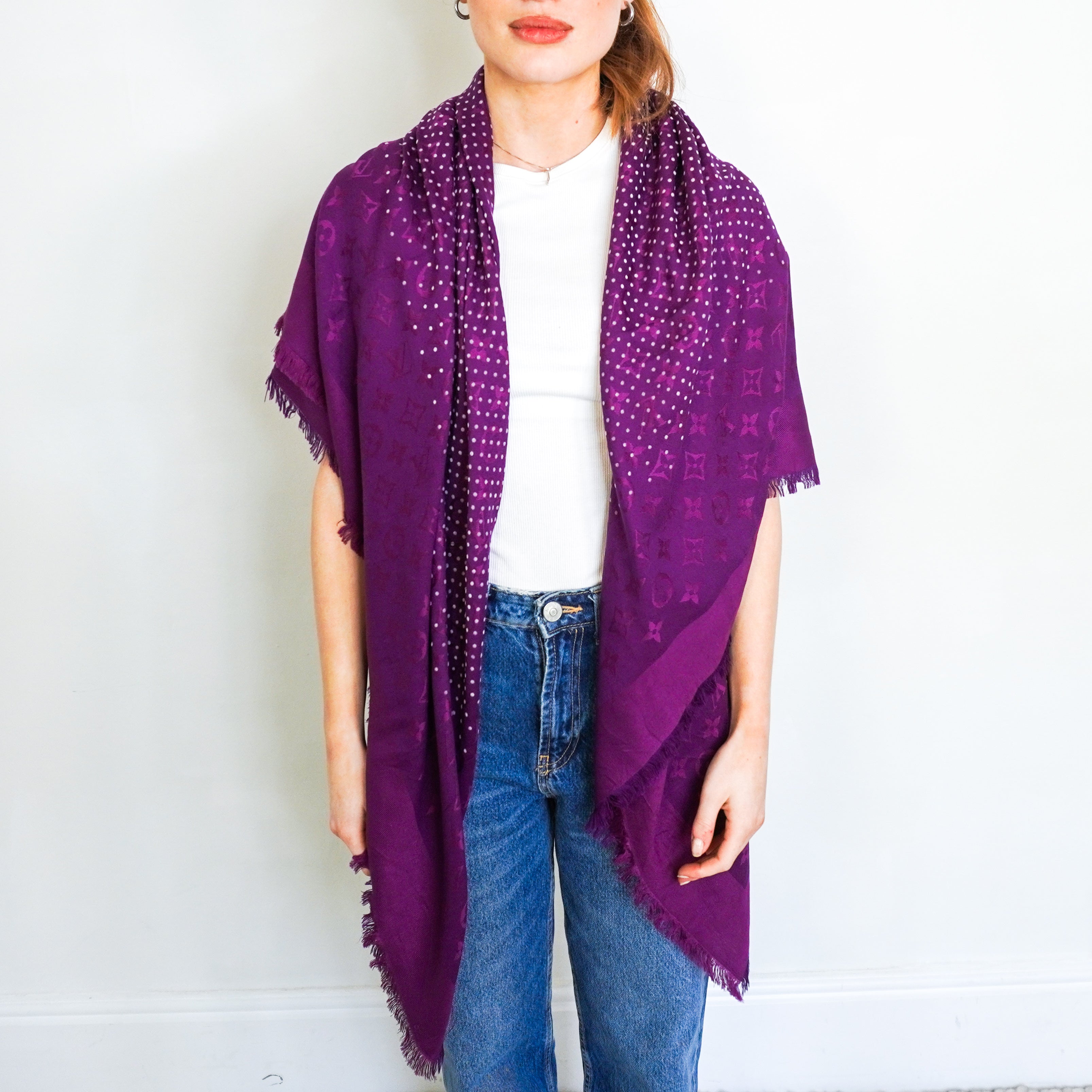 Louis Vuitton Purple Monogram Scarf RRP £400 | Authentic Preloved FINAL SALE