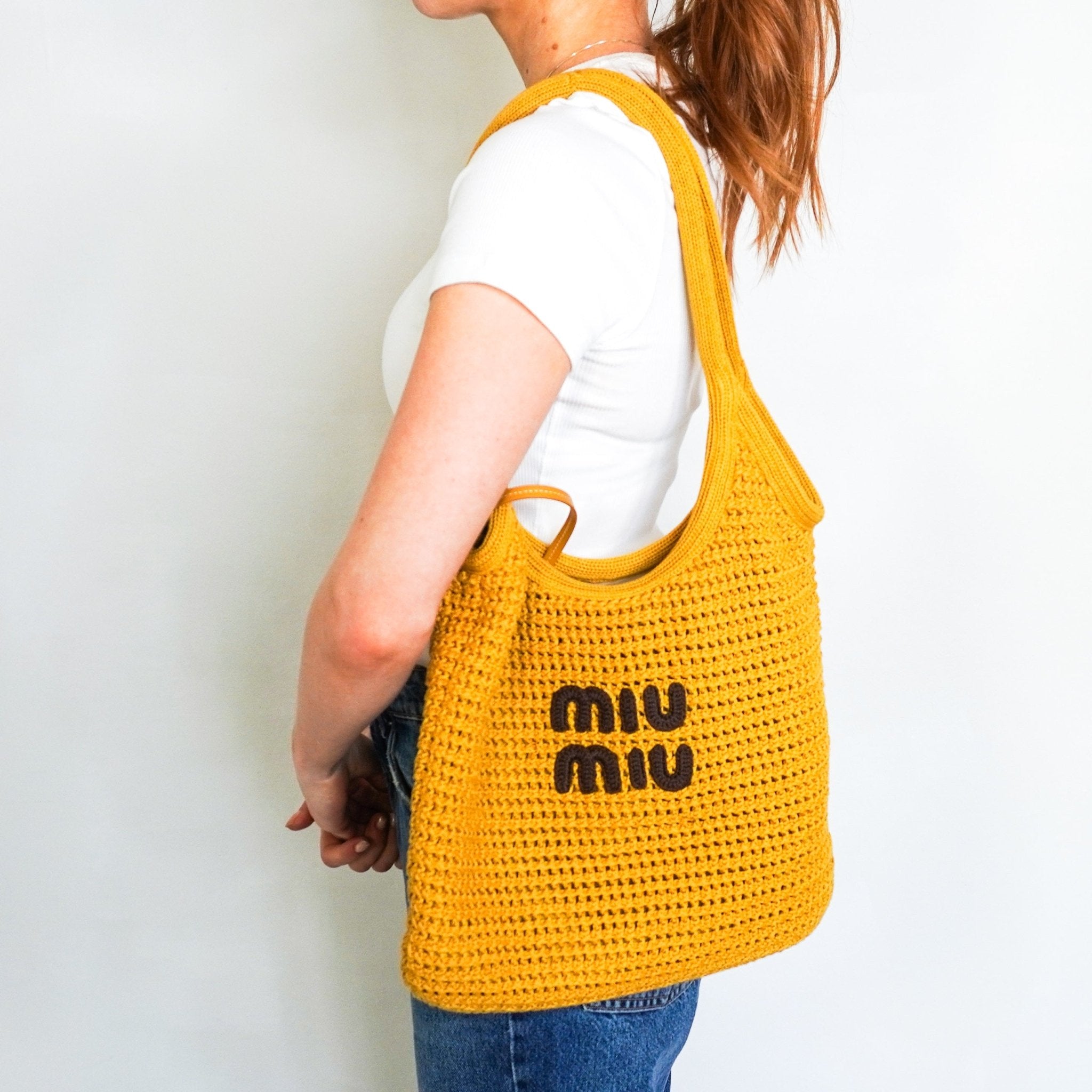 Miu Miu Raffia and Linen Tote Bag RRP £1100 | Authentic Preloved - Reloved Again