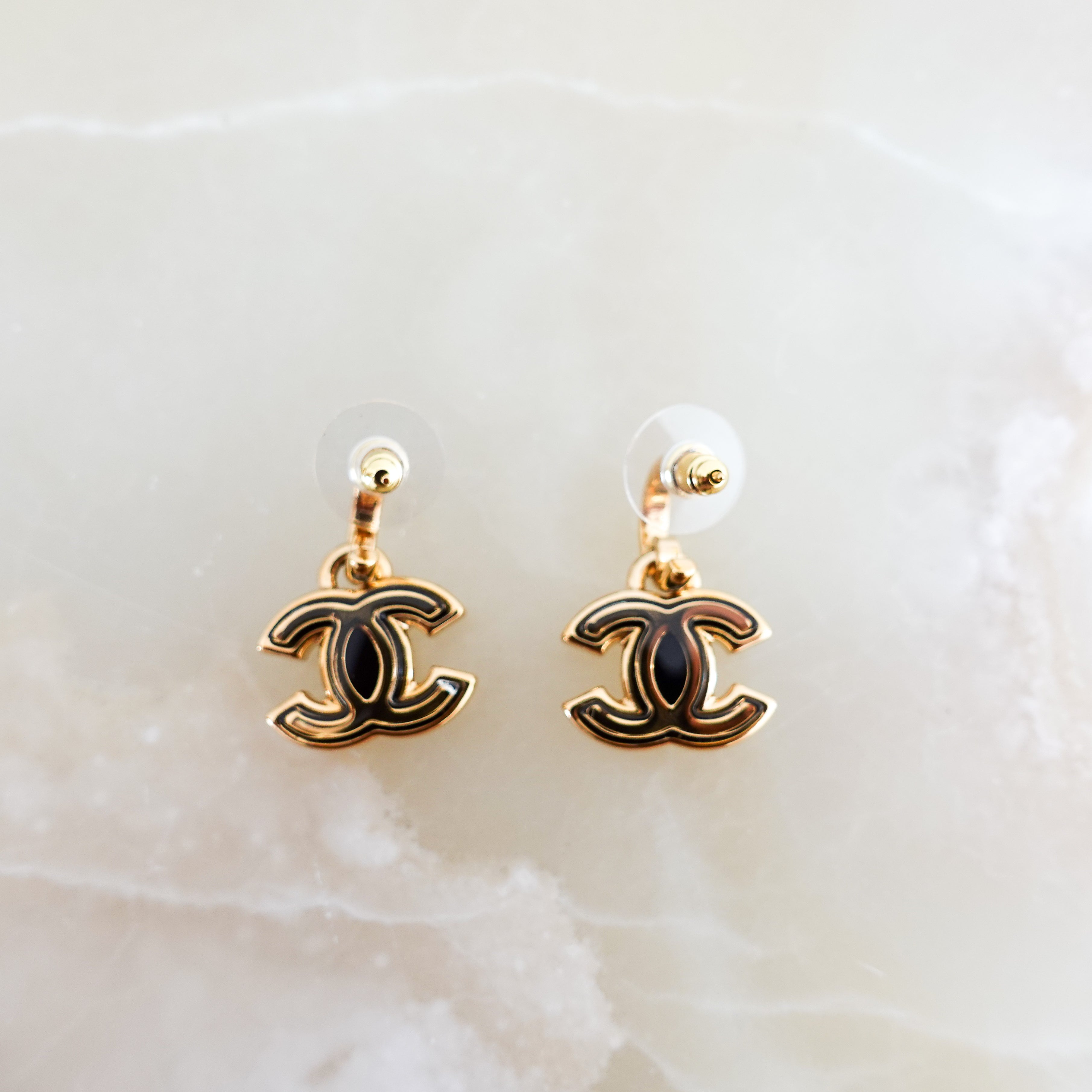 Chanel SOLD OUT Double CC Black and Gold Earrings RRP £700 | Authentic Preloved