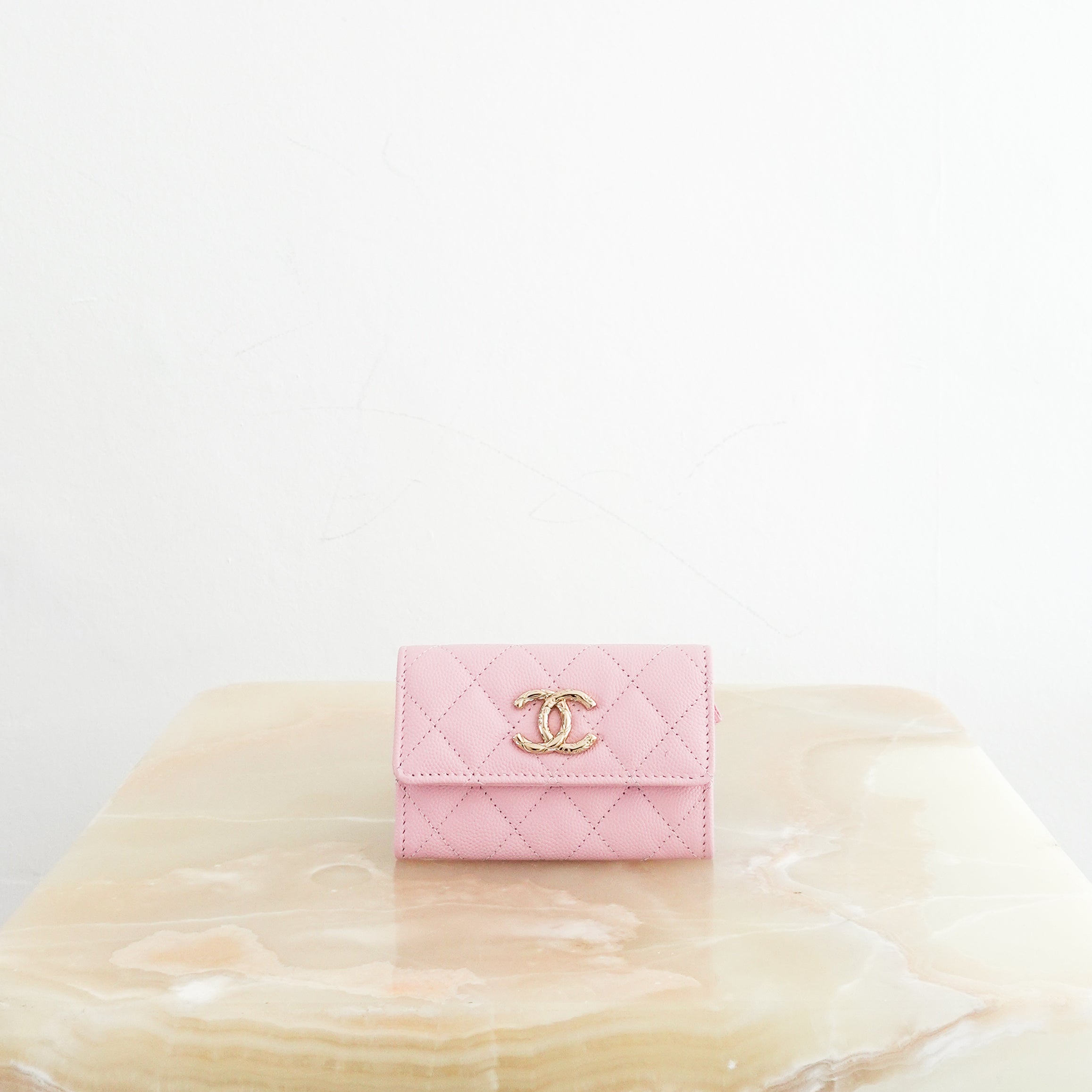 Chanel Baby Pink CC Card Holder with Snap Closure RRP £550 | Authentic Preloved