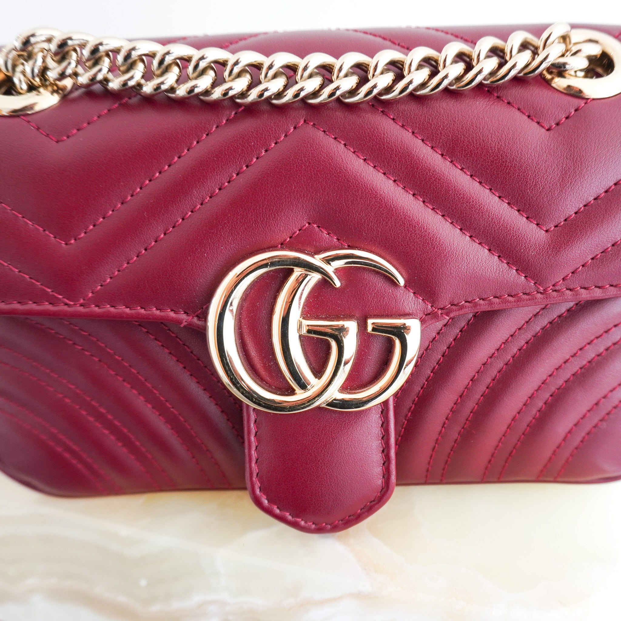 Gucci GG Marmont Small Bag in Rosso Ancora RRP £1890 | Authentic Preloved - Reloved Again