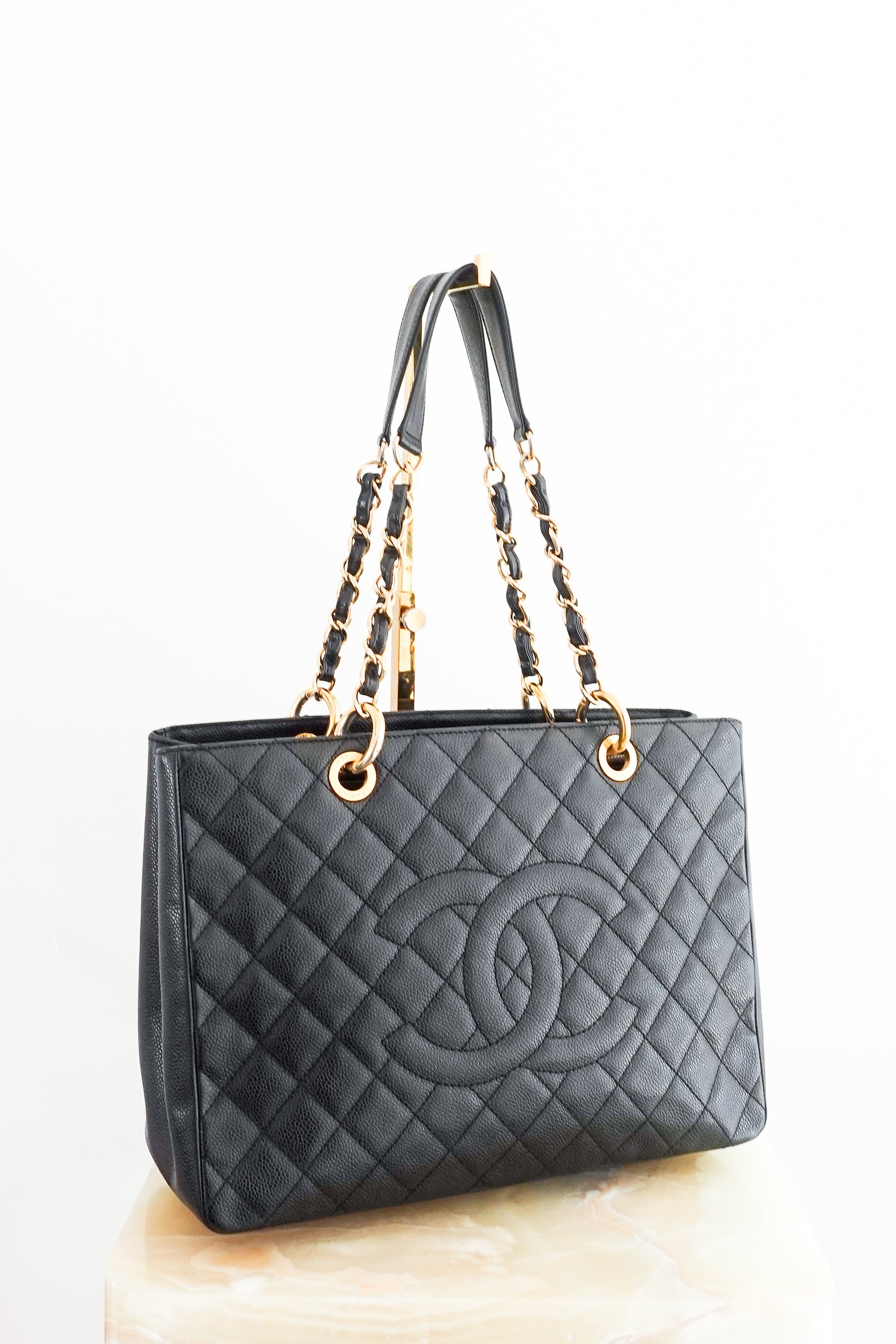 Chanel Black Quilted Caviar Timeless Grand Shopping Tote with Gold Hardware RRP £5K | Authentic Preloved