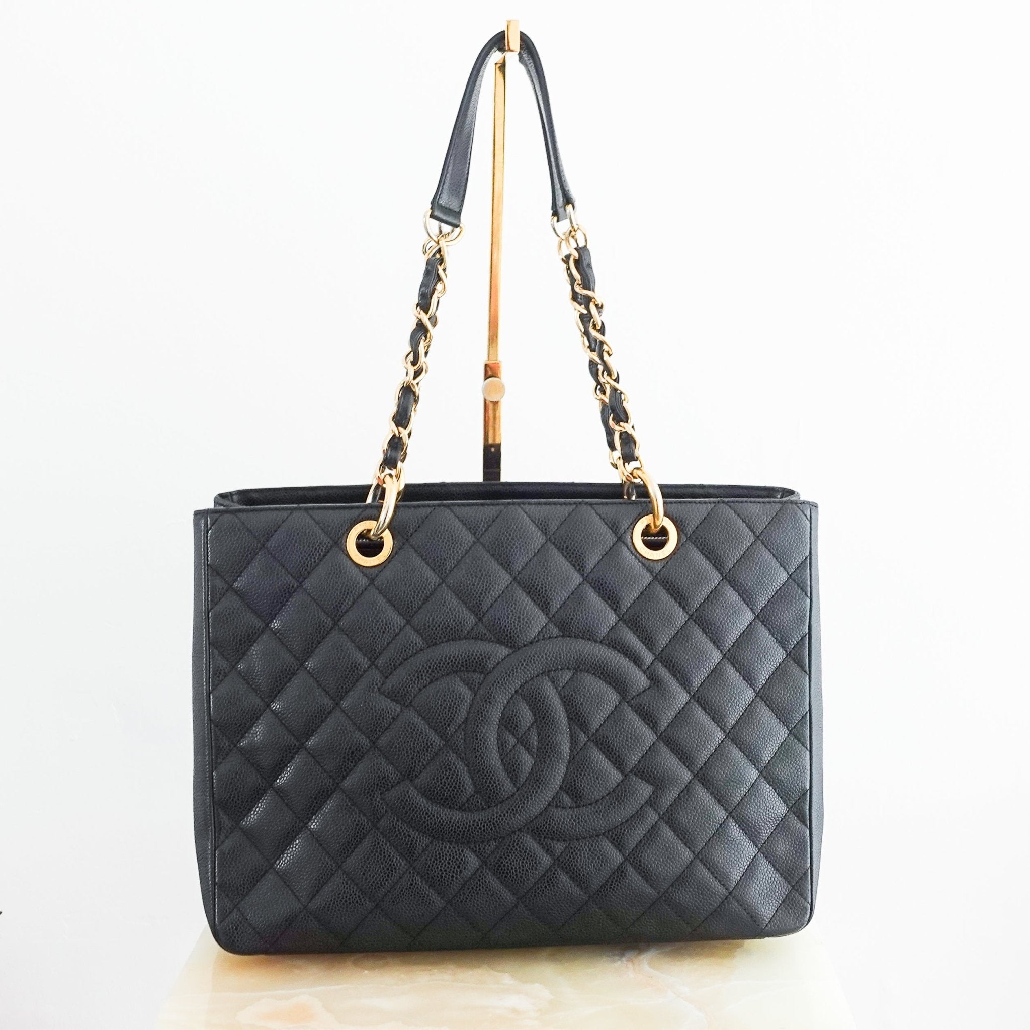 Chanel Black Quilted Caviar Timeless Grand Shopping Tote with Gold Hardware RRP £5K | Authentic Preloved - Reloved Again