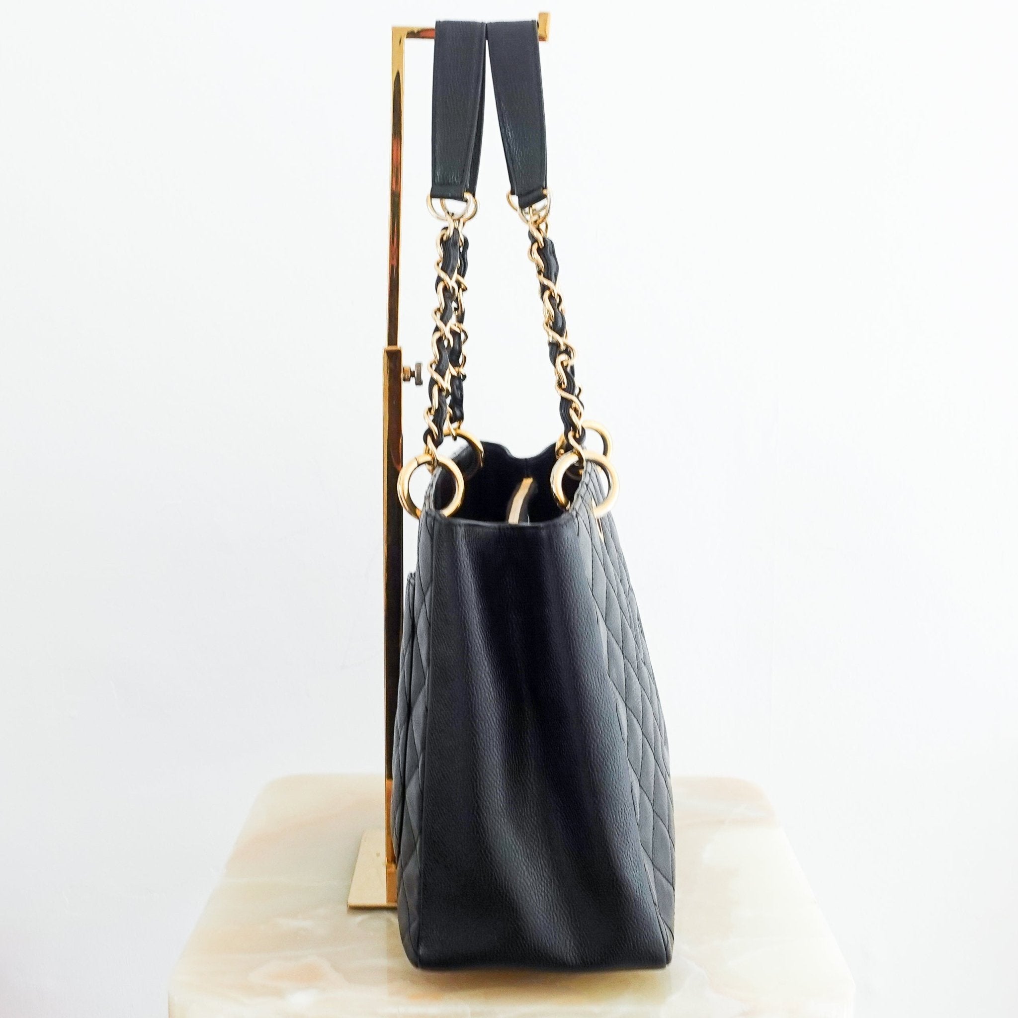 Chanel Black Quilted Caviar Timeless Grand Shopping Tote with Gold Hardware RRP £5K | Authentic Preloved - Reloved Again