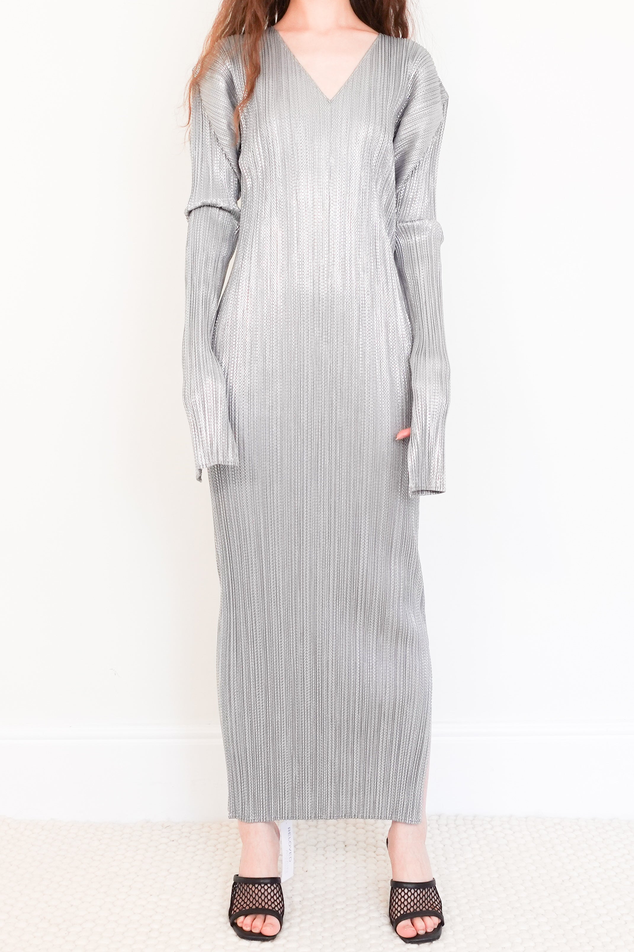 Silver pleated maxi dress RRP £150