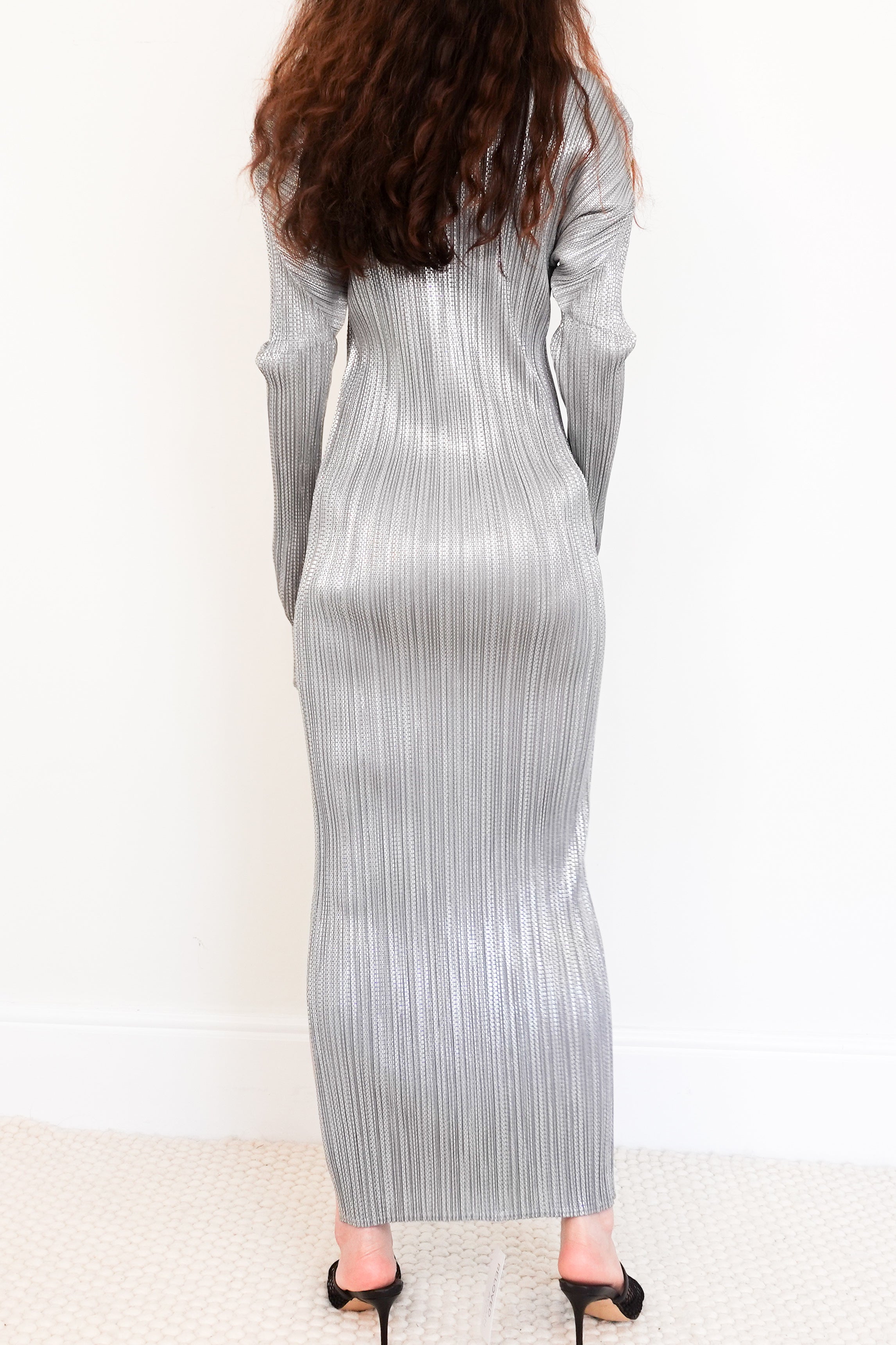 Silver pleated maxi dress RRP £150