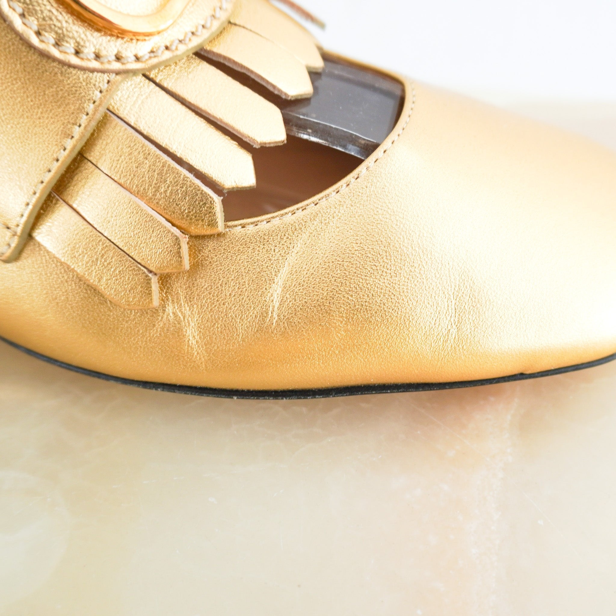 NEW Valentino Vlogo Fringe Loafers in Gold RRP £800 | Authentic Preloved - Reloved Again