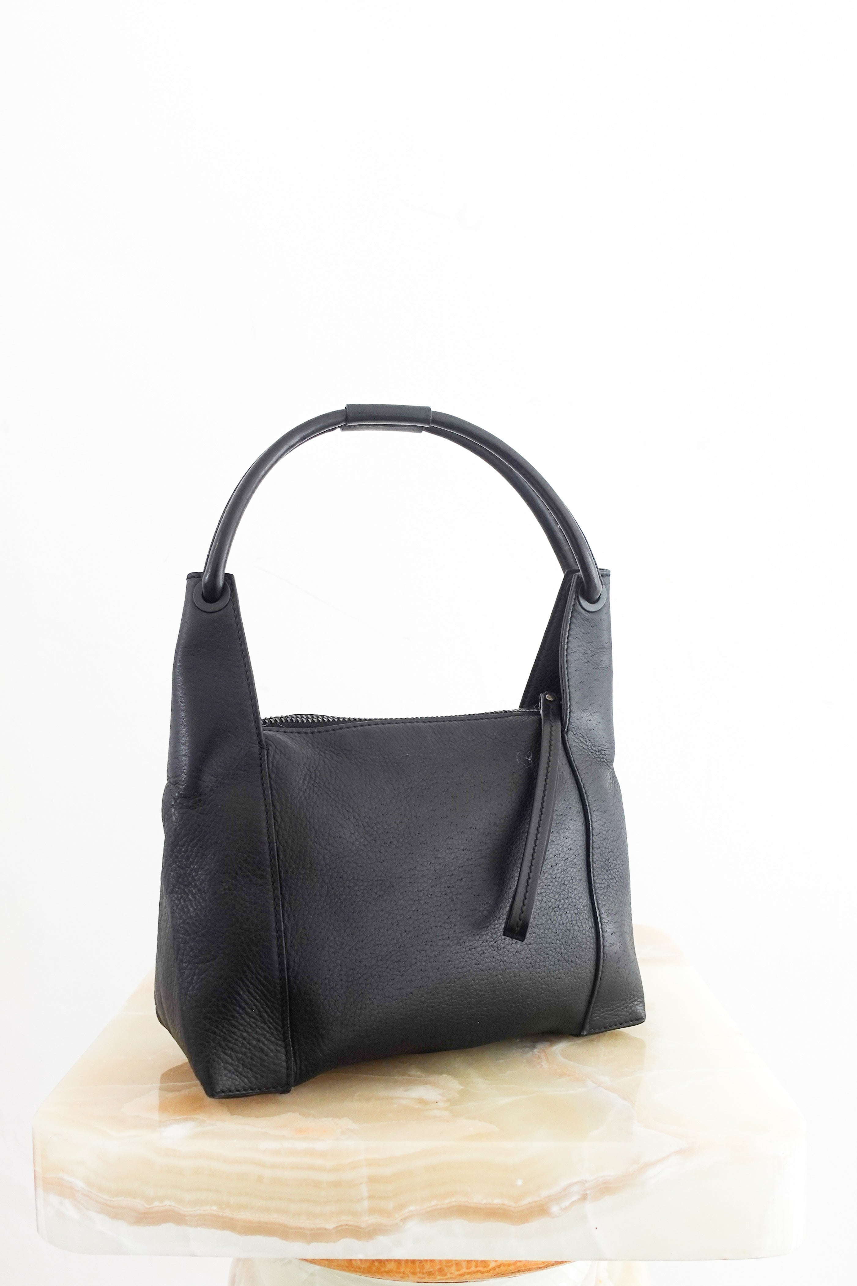 Black leather shoulder bag