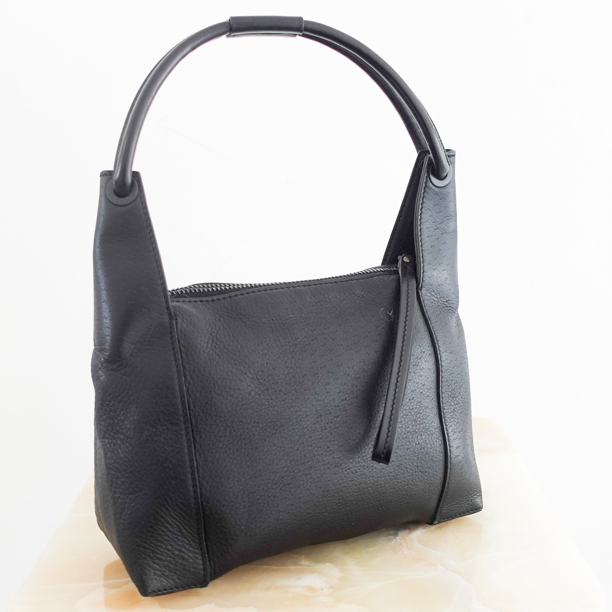 Black leather shoulder bag