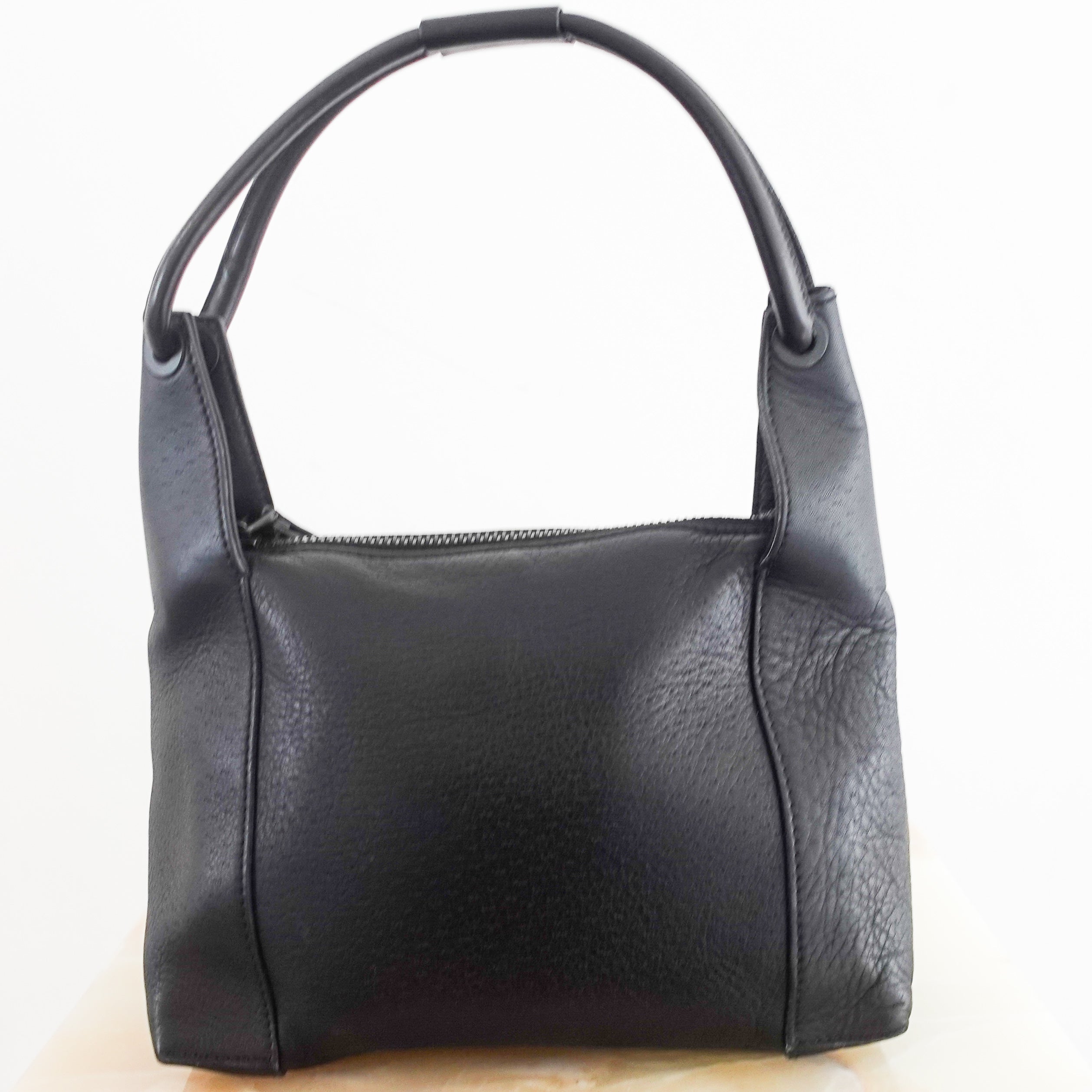 Black leather shoulder bag