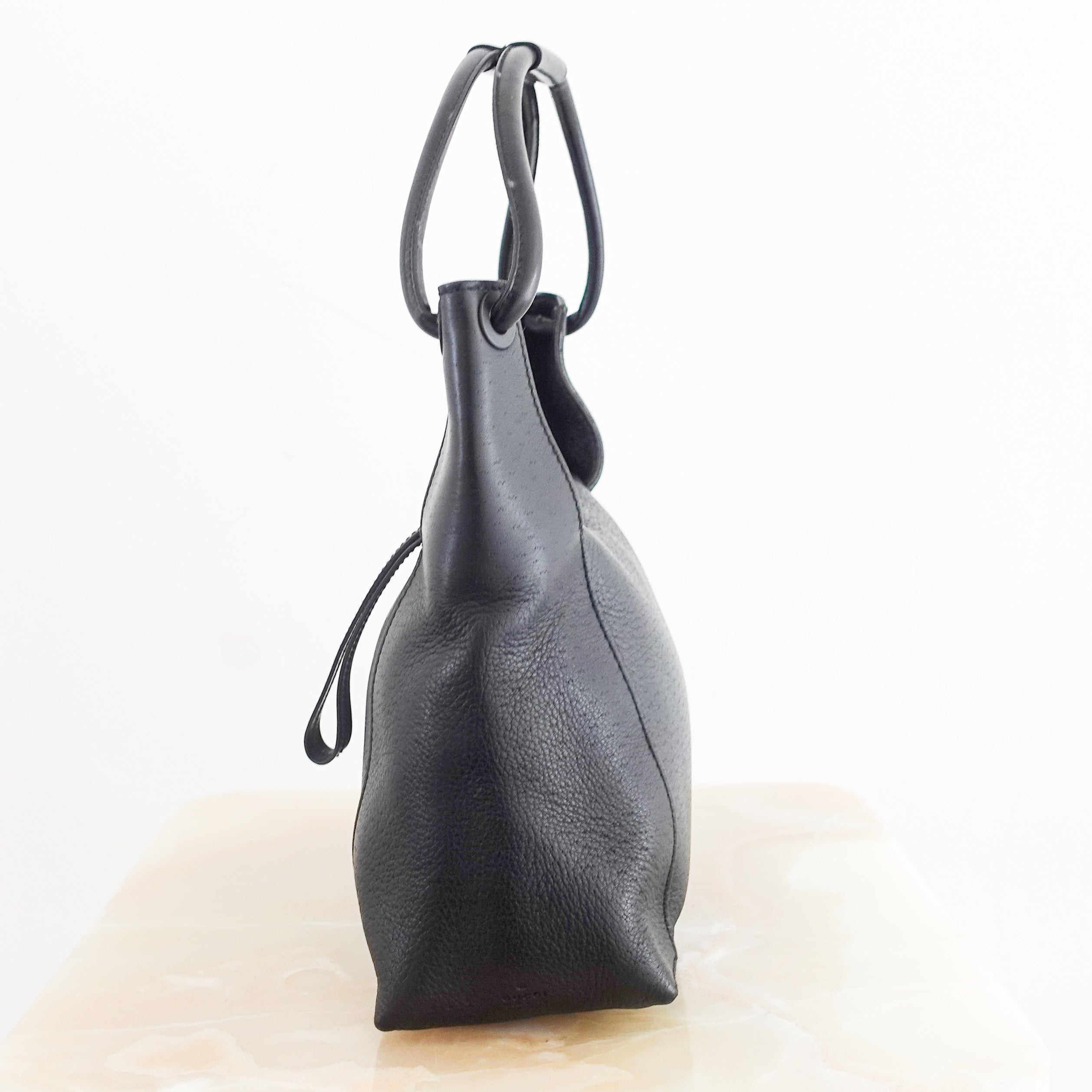 Black leather shoulder bag