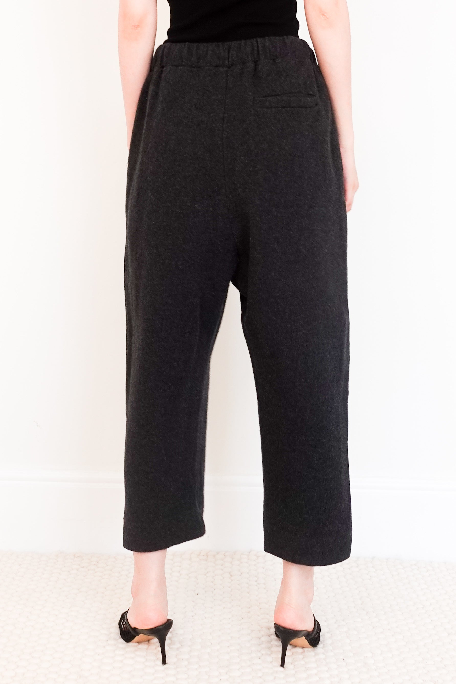 Grey wool wide leg trousers RRP £695