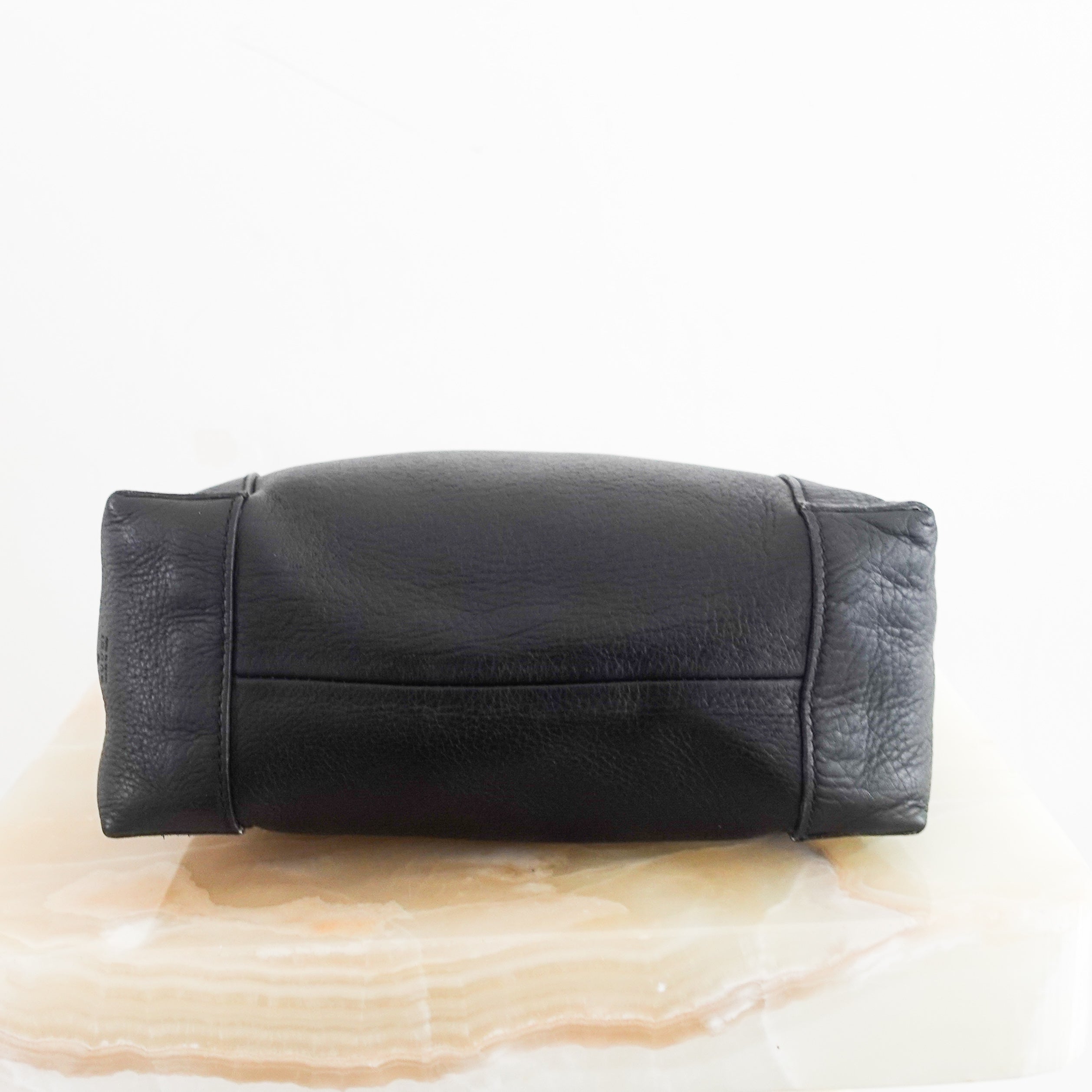 Black leather shoulder bag