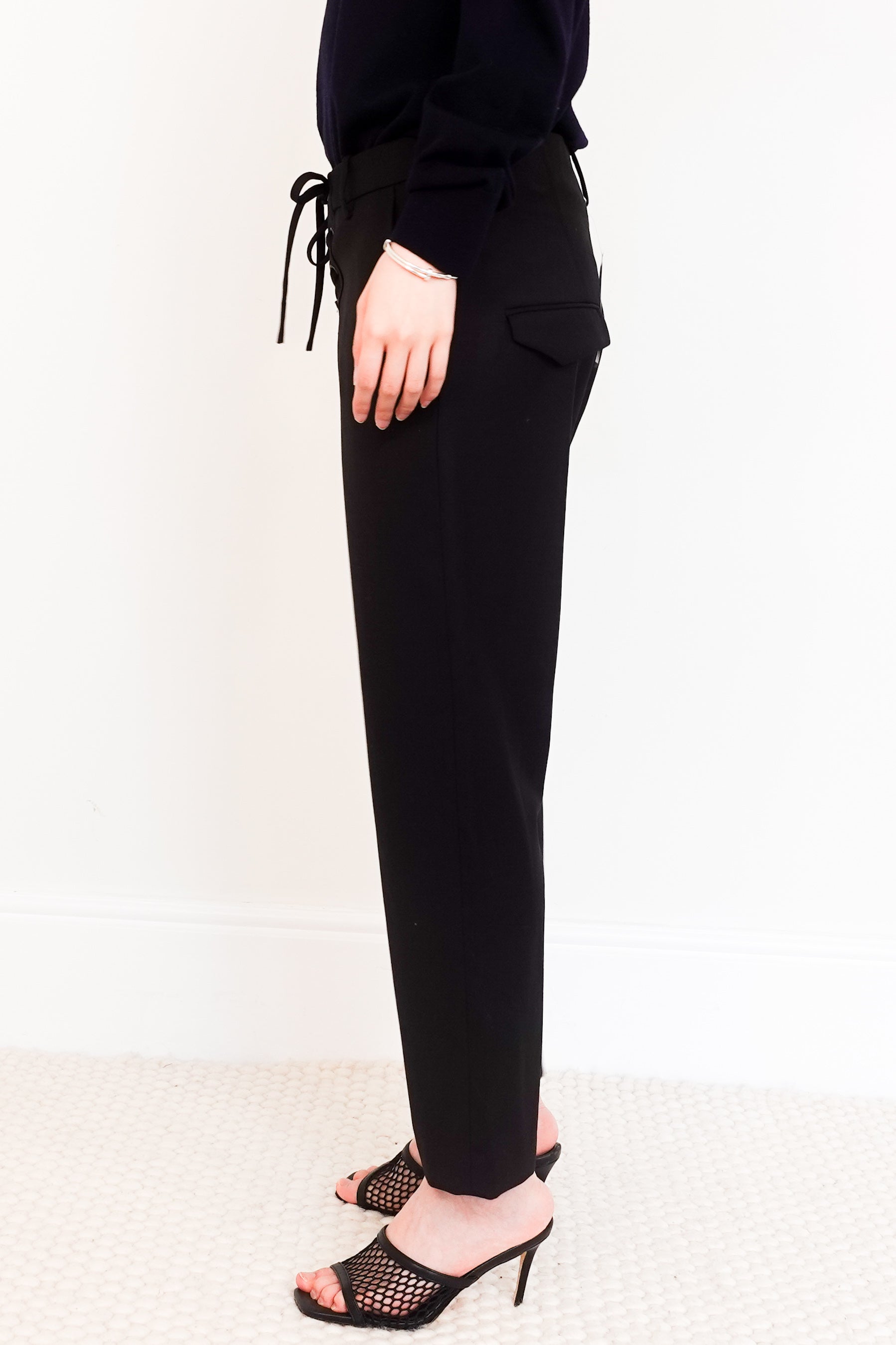 Black lace up trousers RRP £330