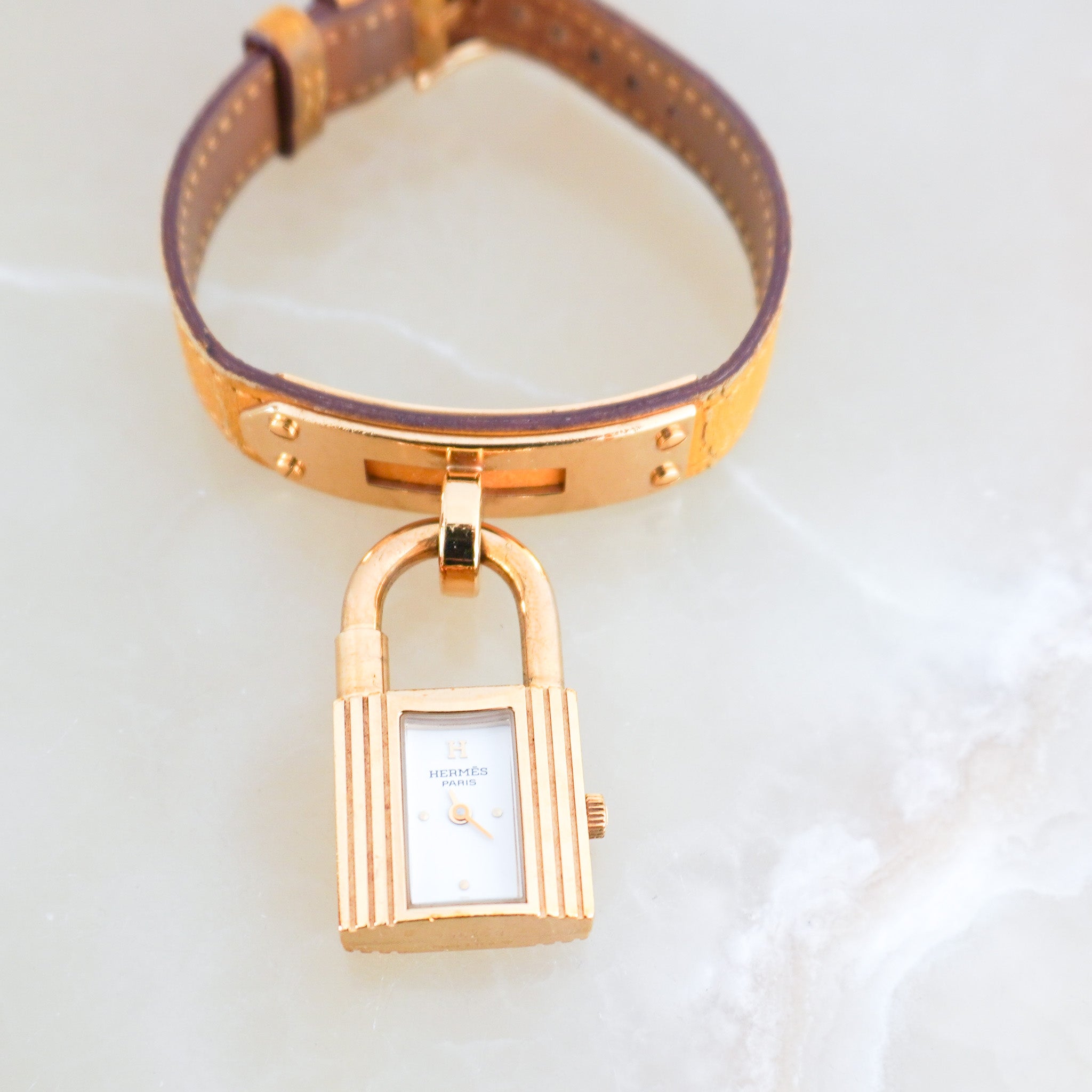 Hermes Vintage Kelly Padlock Watch in Jaune Ambre | Authentic Preloved FINAL SALE - Reloved Again