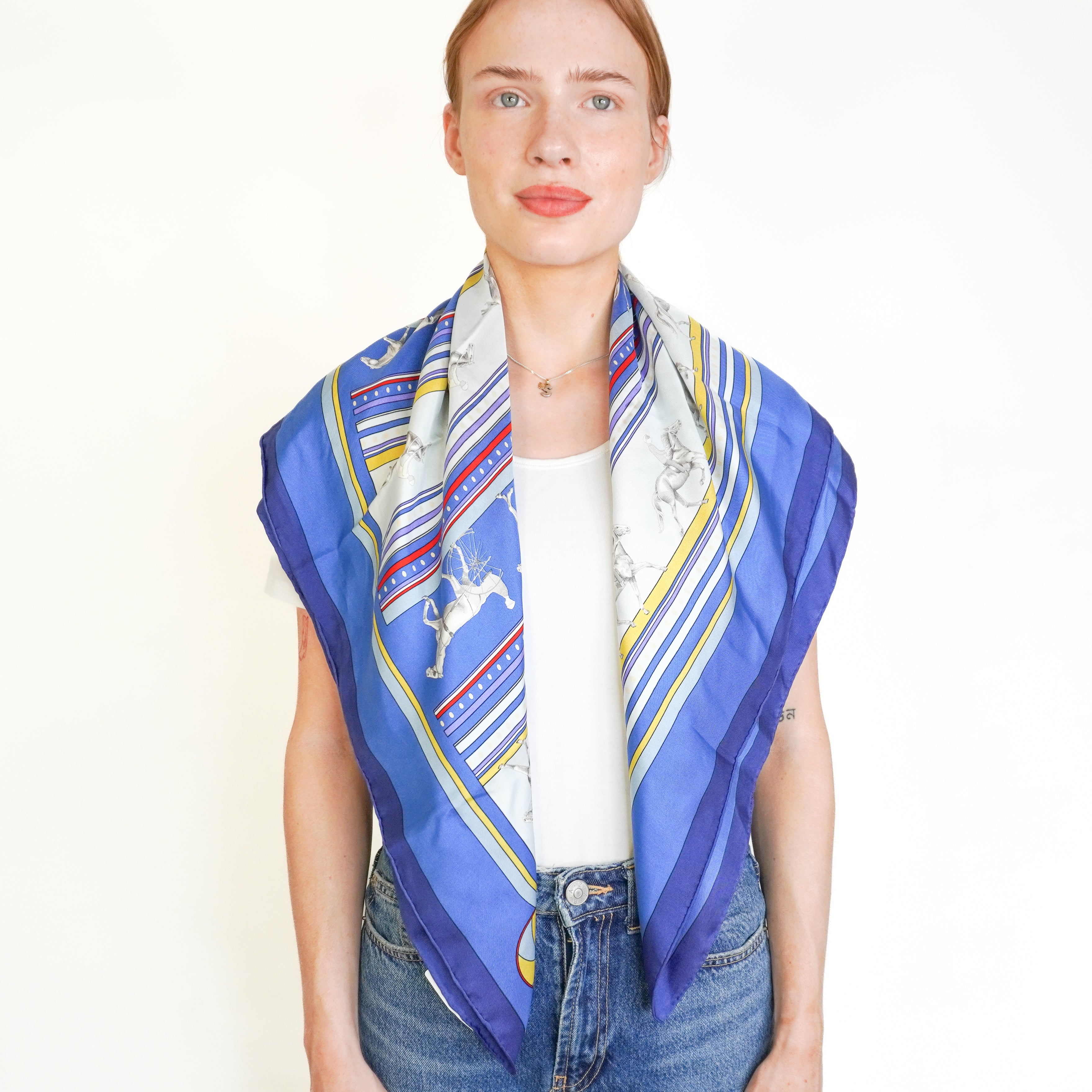 Hermès Blue Séquences Carré 90 Twill Scarf (RRP £415) | Authentic Preloved FINAL SALE (Copy)