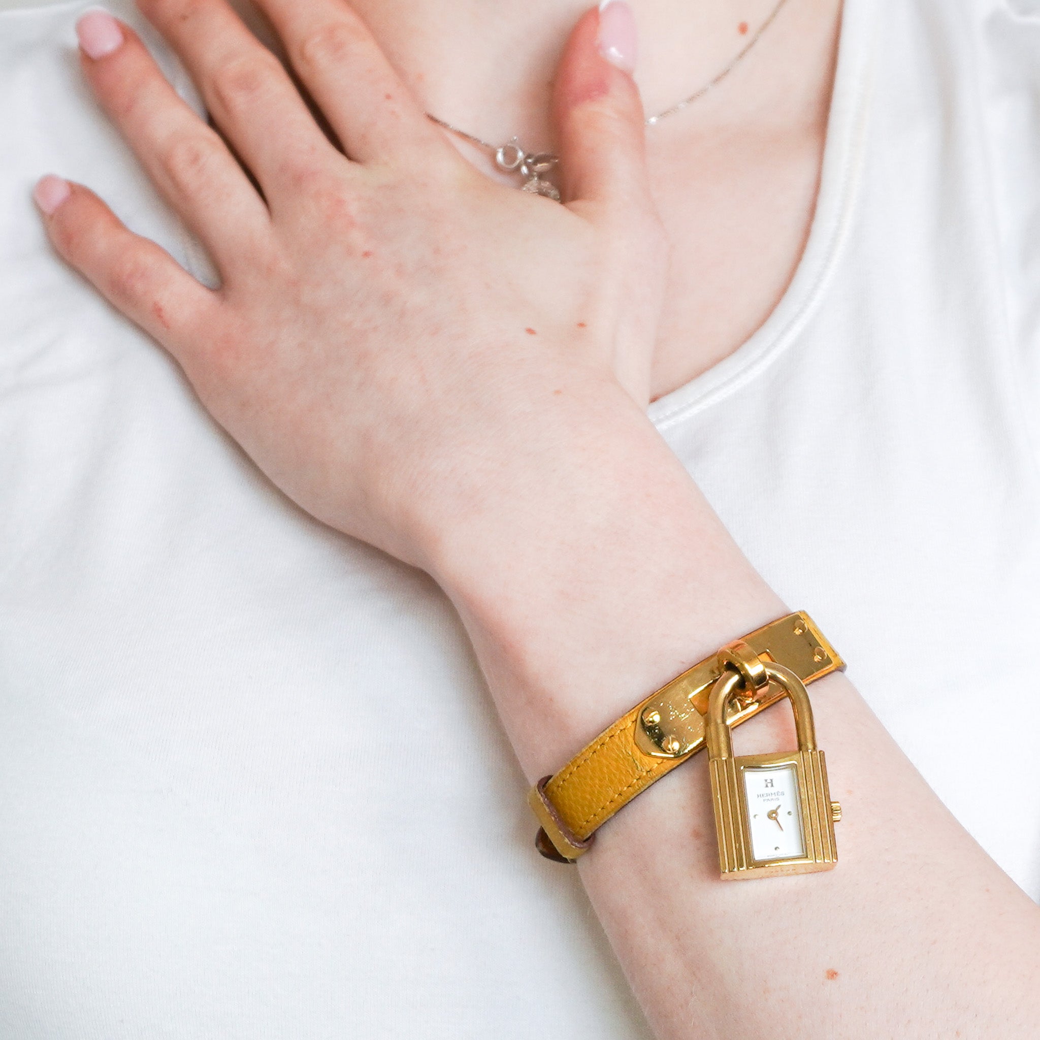 Hermes Vintage Kelly Padlock Watch in Jaune Ambre | Authentic Preloved FINAL SALE - Reloved Again