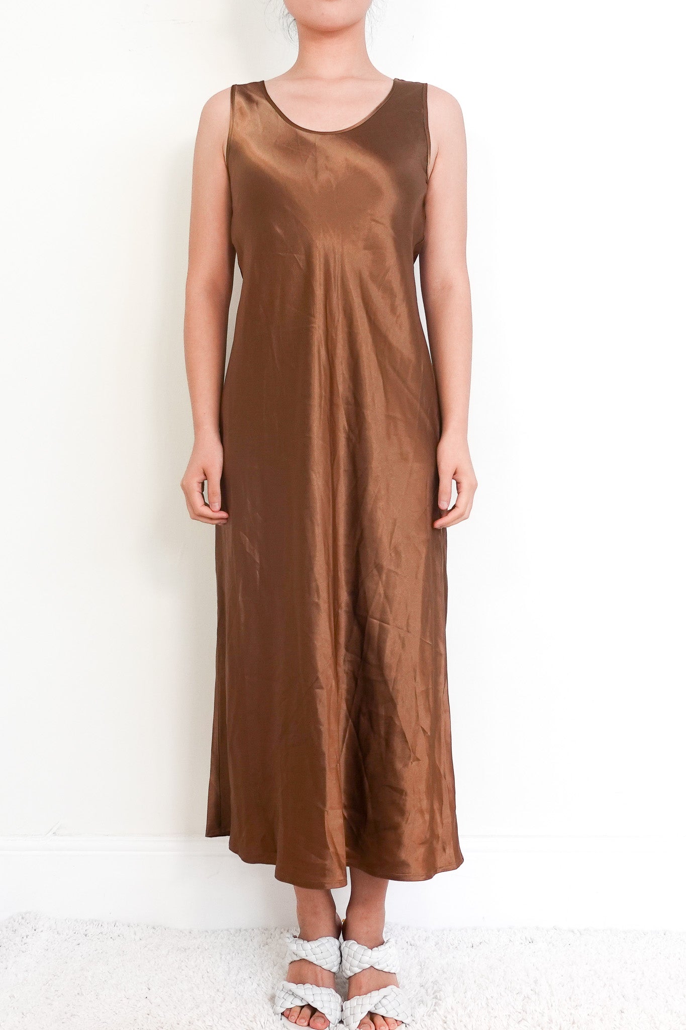Brown midi-length slip dress RRP £160