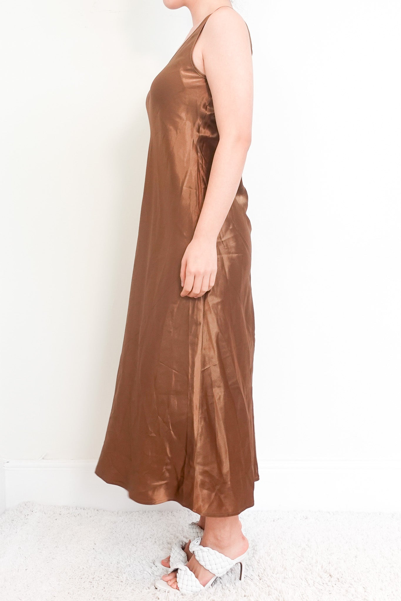 Brown midi-length slip dress RRP £160