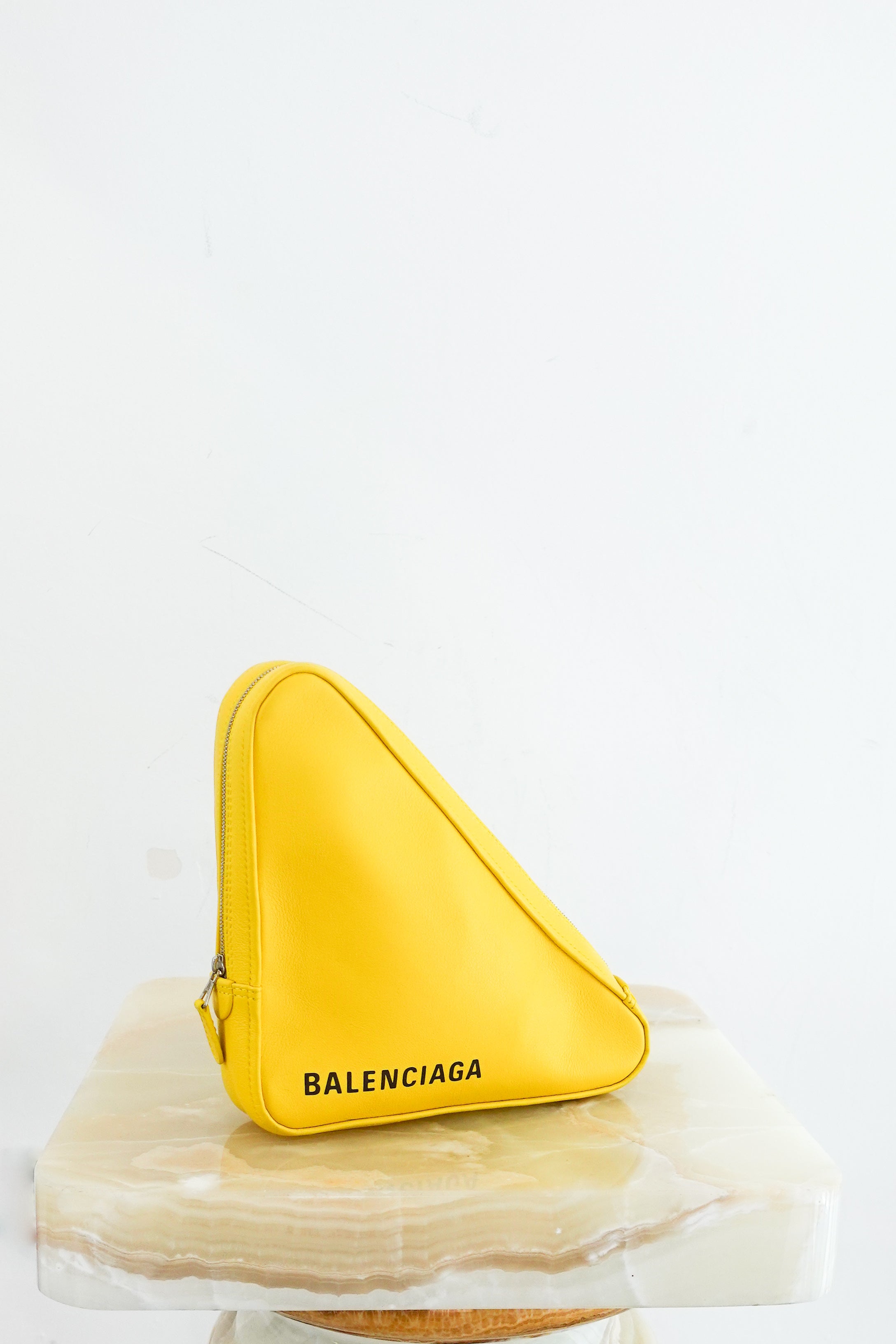 Triangle Clutch Bag Second Leather Logo Yellow RRP £300