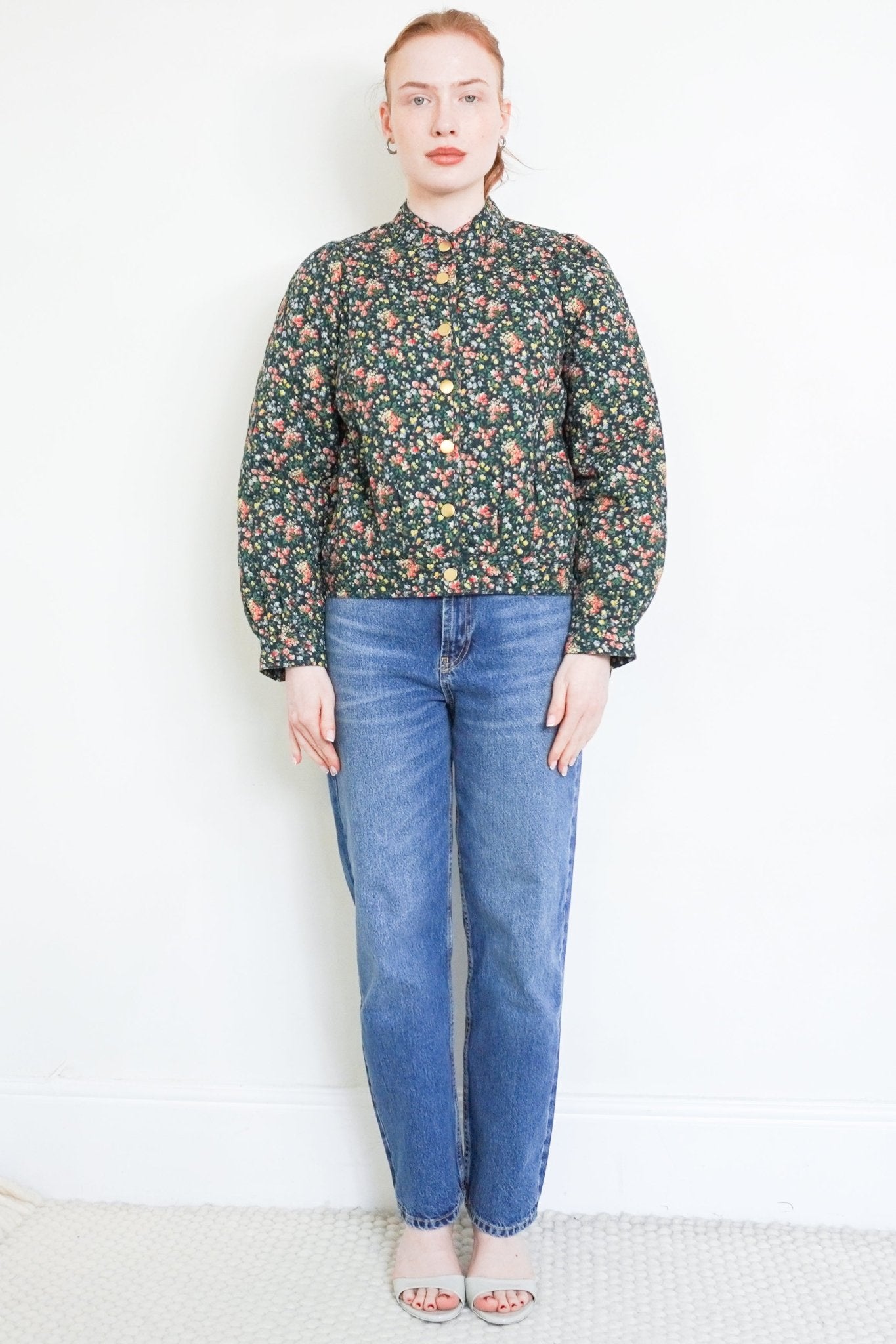 Sezane Navy Floral Quilted Jacket RRP £250 | Authentic Preloved - Reloved Again