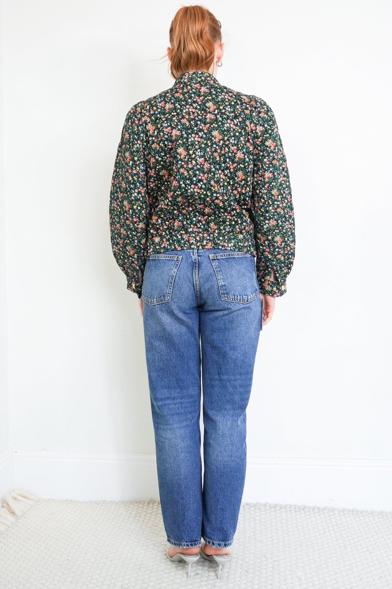 Sezane Navy Floral Quilted Jacket RRP £250 | Authentic Preloved - Reloved Again