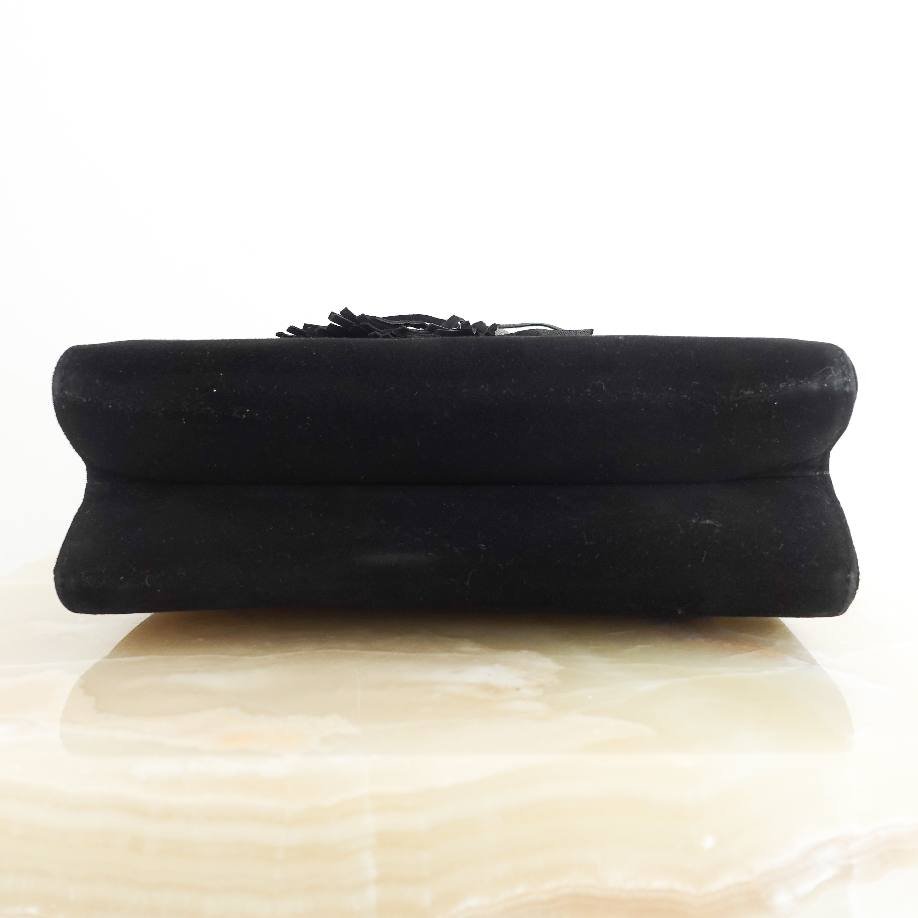 Black suede clutch bag