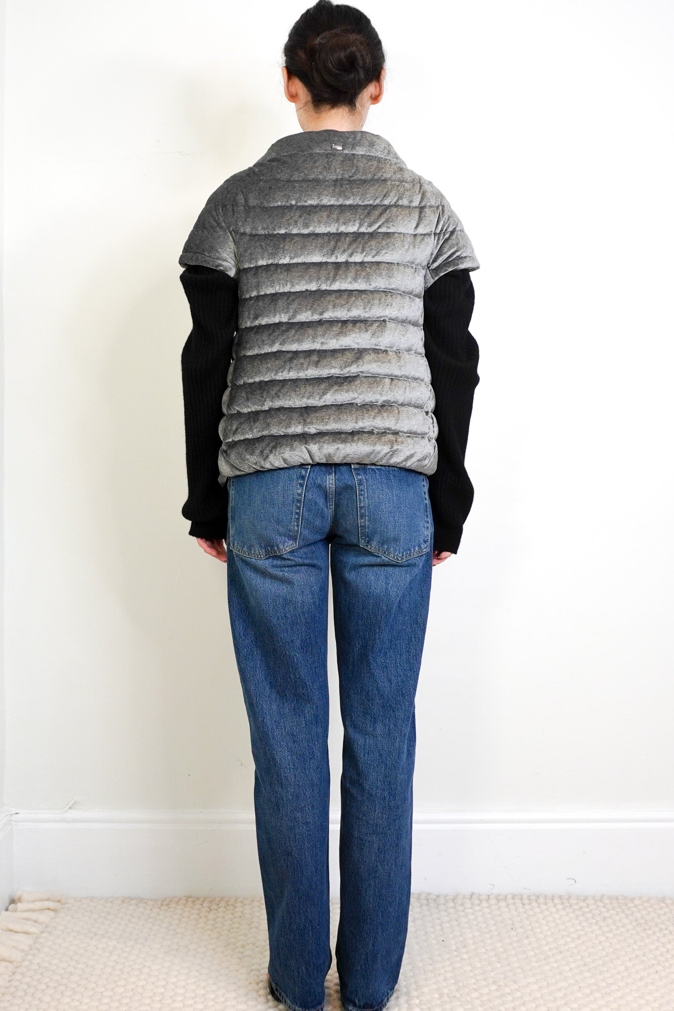 Herno Grey Velour Gilet Down Jacket RRP £595 | Authentic Preloved - Reloved Again