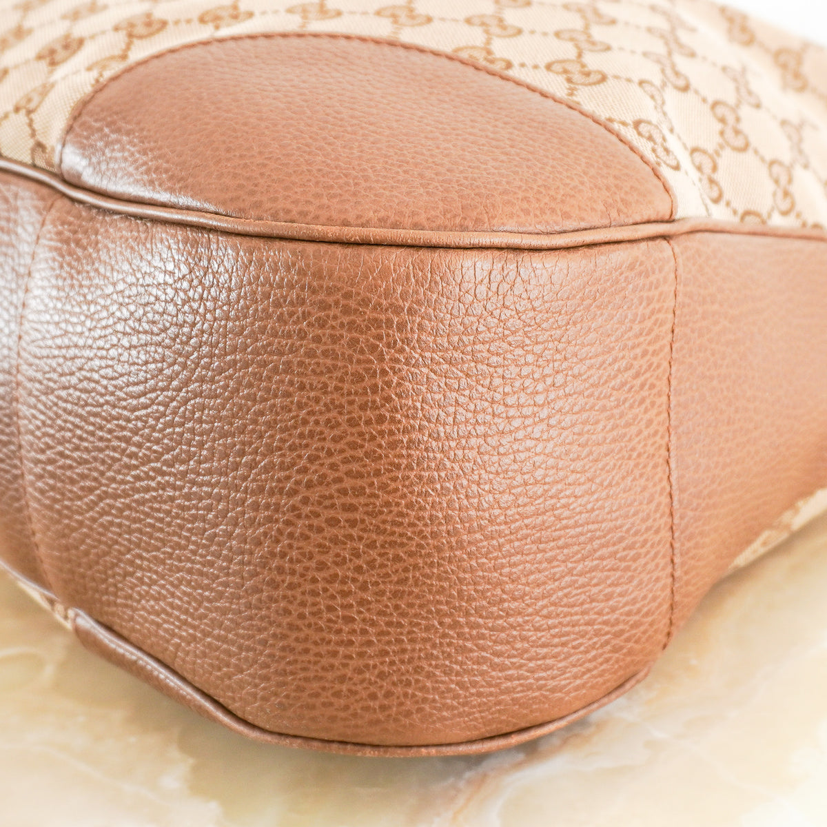 Gucci Large GG Monogram Canvas Brown Leather Hobo Bag (RRP £1500) | Authentic Preloved