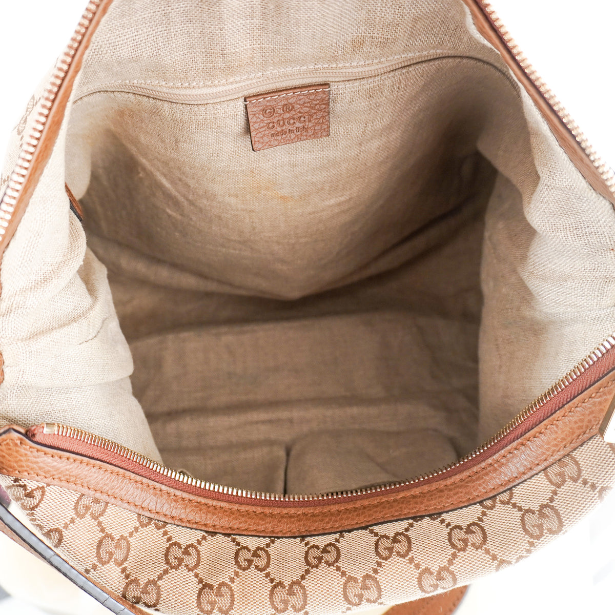 Gucci Large GG Monogram Canvas Brown Leather Hobo Bag (RRP £1500) | Authentic Preloved