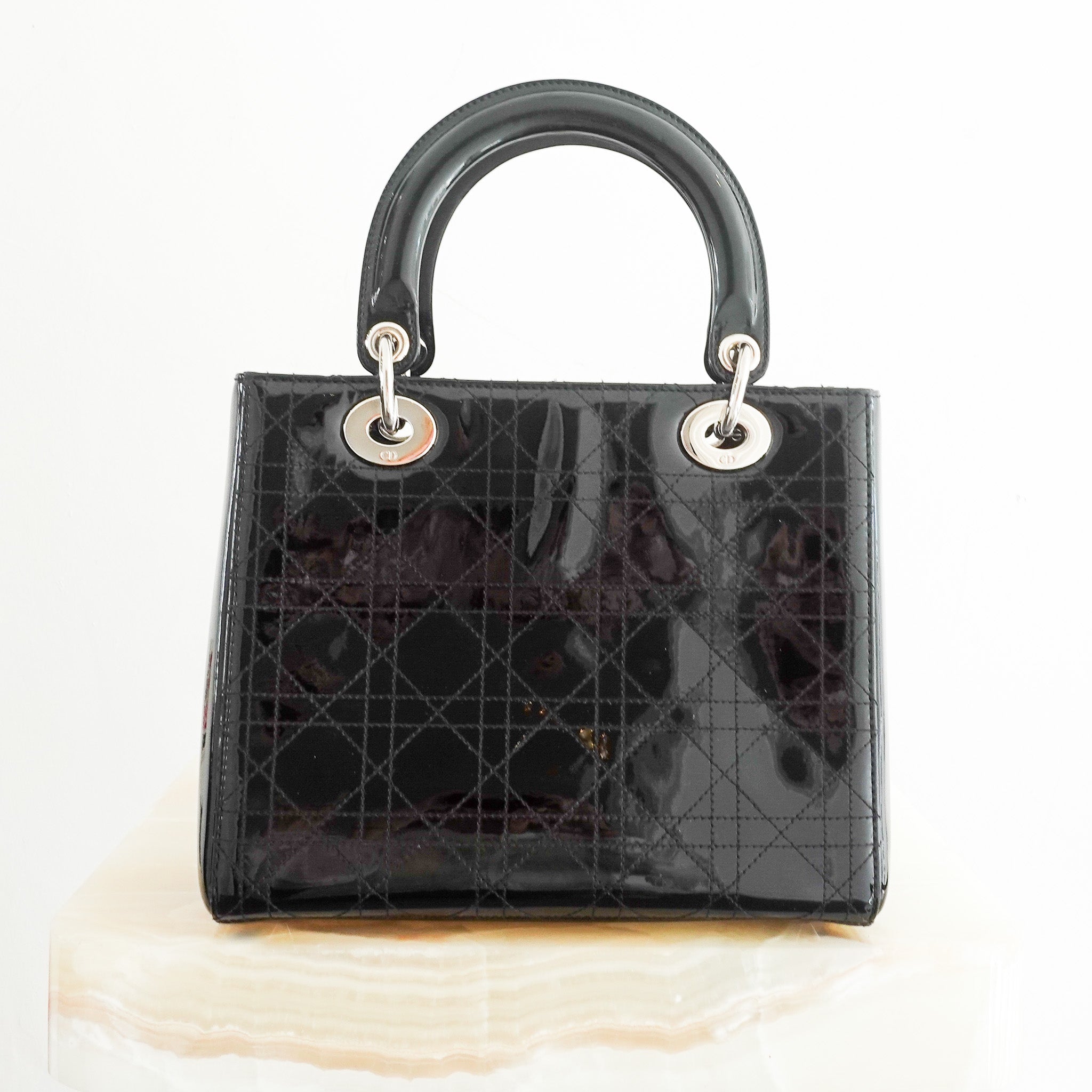 Dior Medium Black Patent Leather Lady Bag RRP £5300 | Authentic Preloved
