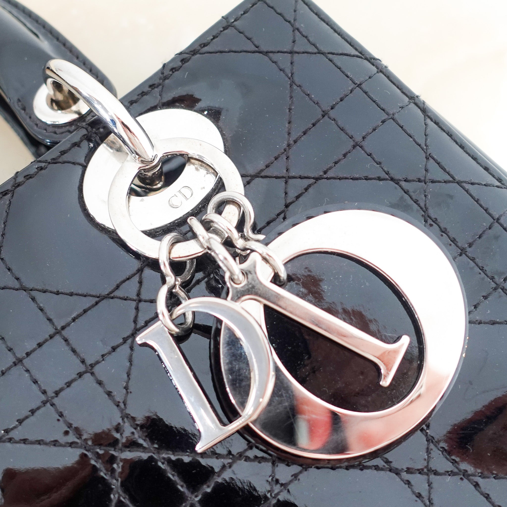 Dior Medium Black Patent Leather Lady Bag RRP £5300 | Authentic Preloved