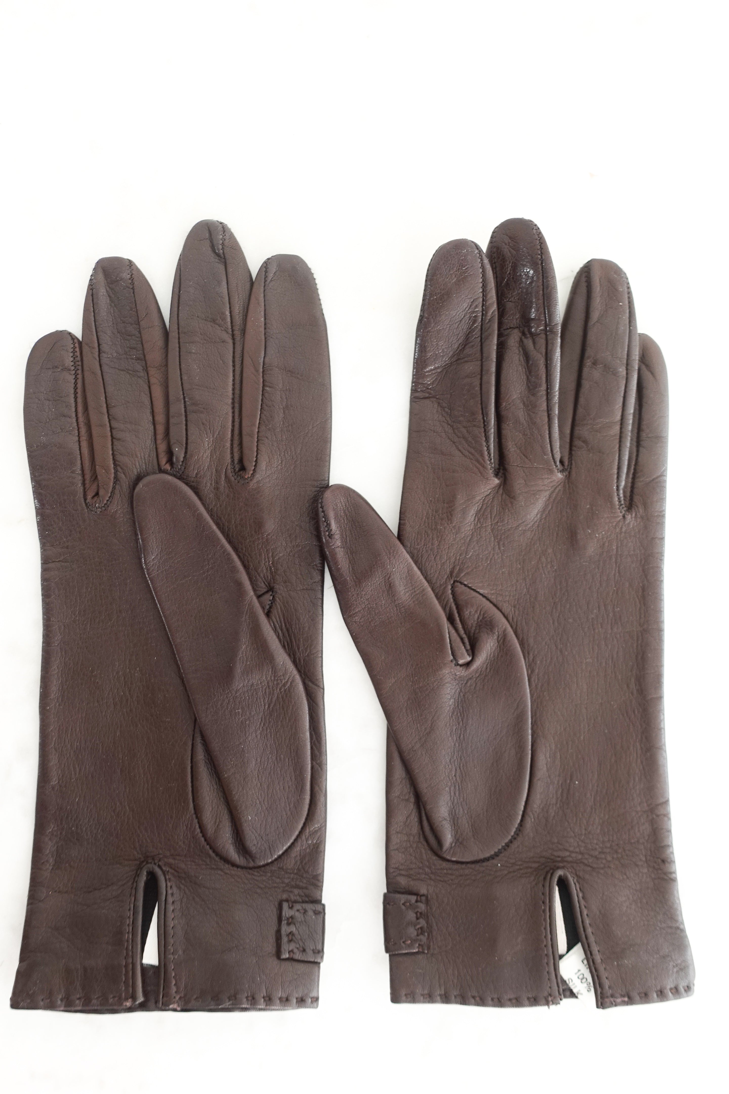 Brown leather gloves RRP £185