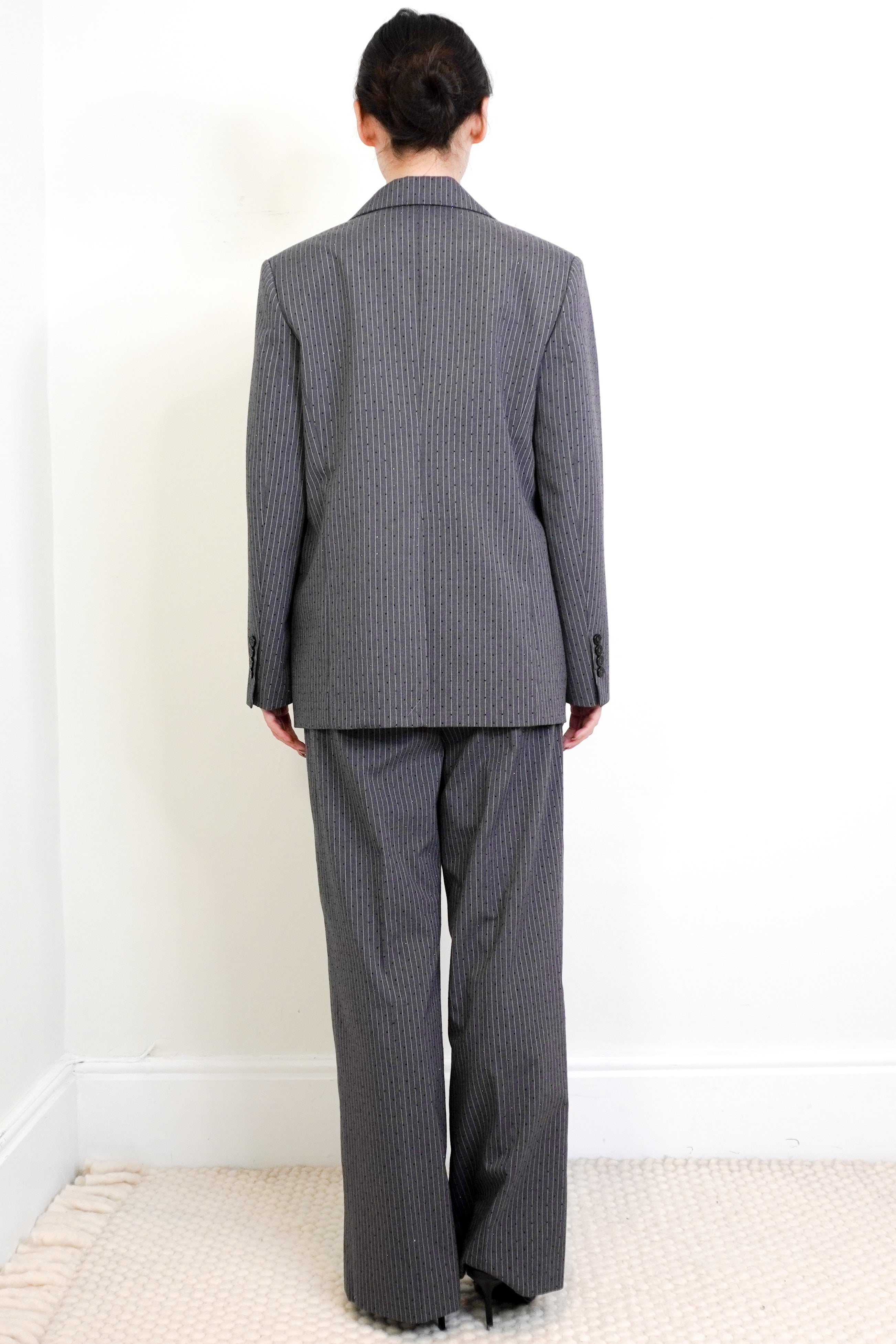 Maje Grey Embellished Pinstripe Evening Suit RRP £600 | Authentic Preloved