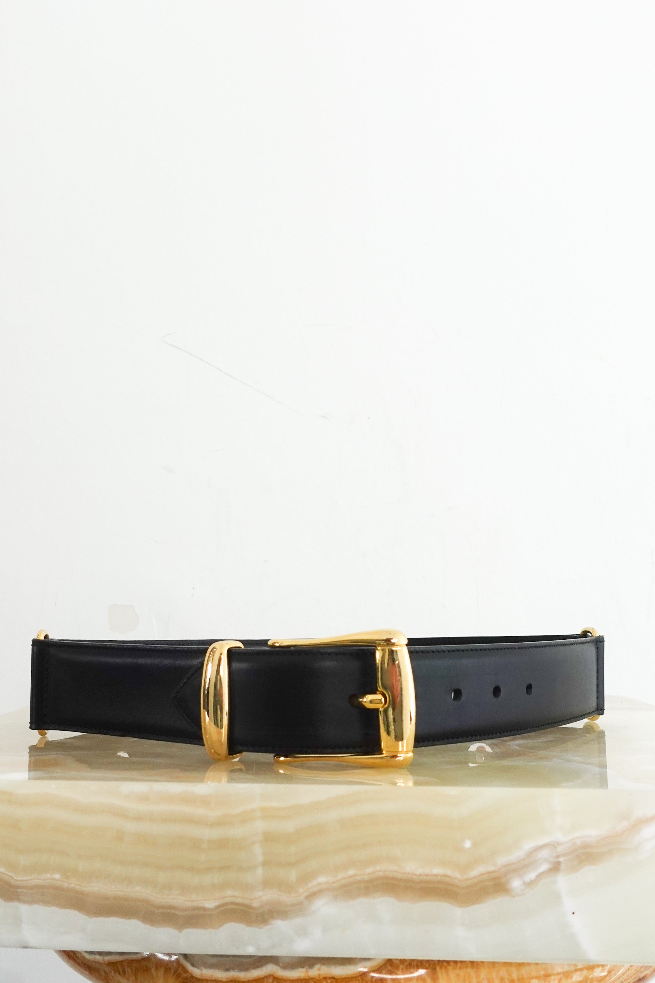 Istante black logo embossed belt