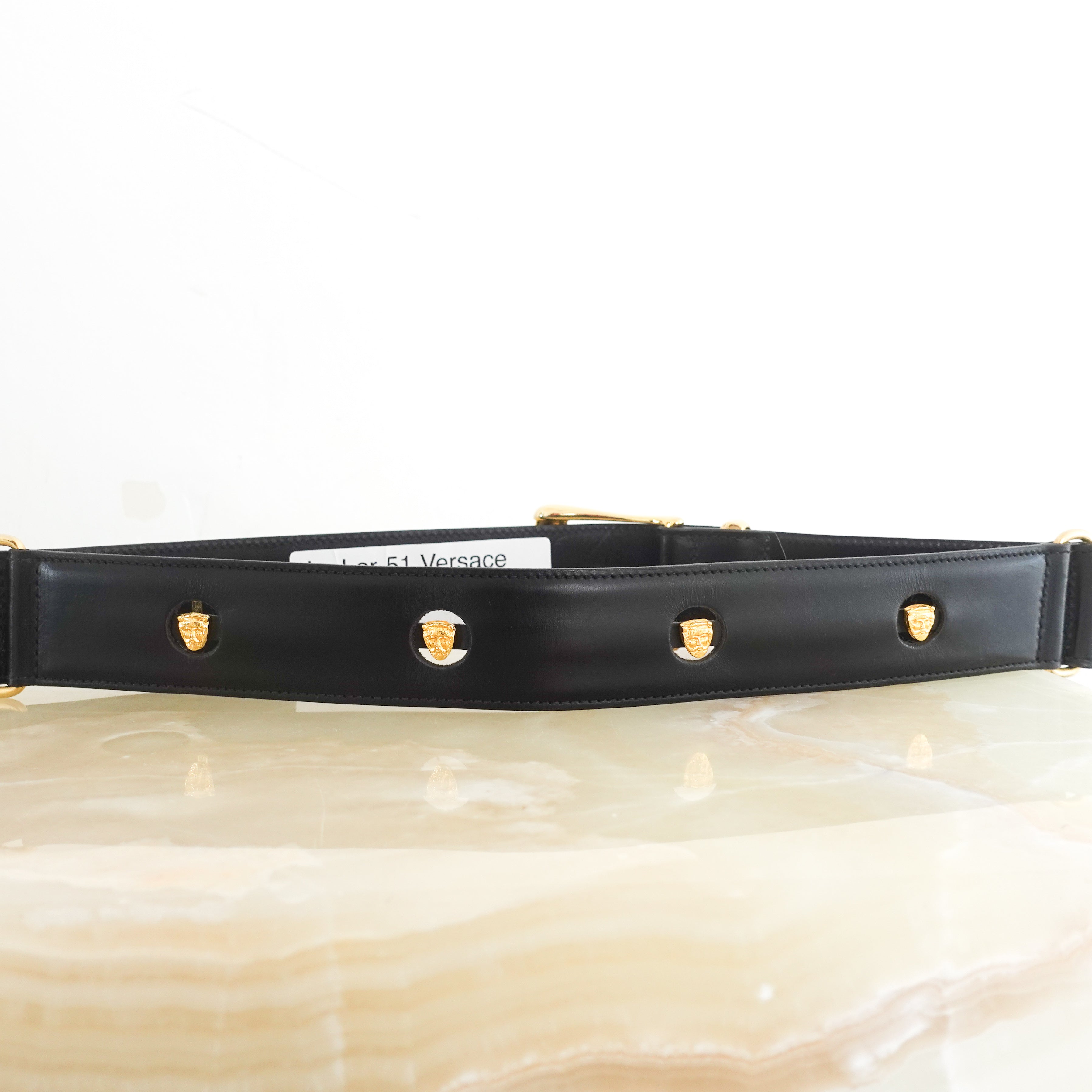 Istante black logo embossed belt