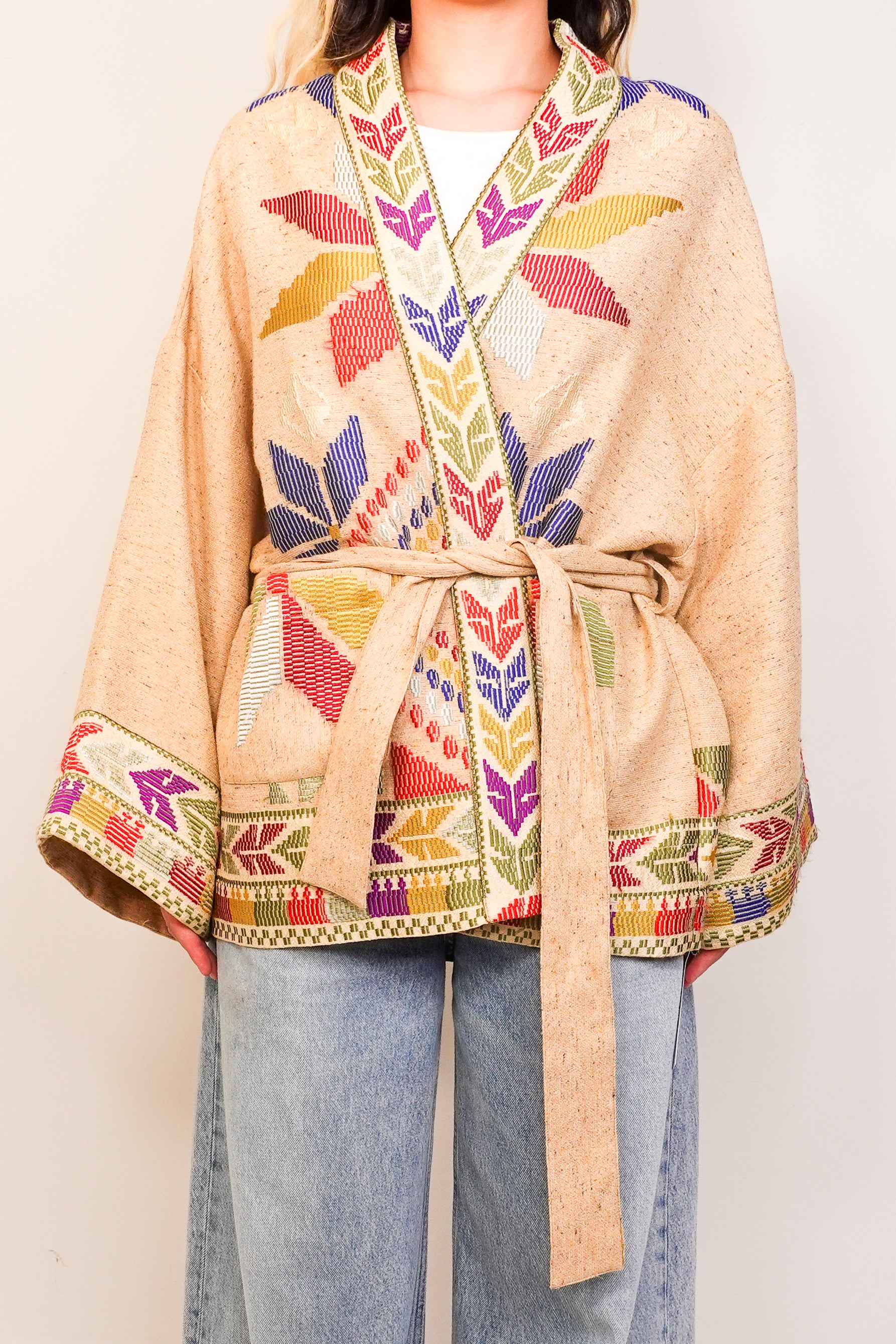 Cotton Silk Geometric Kimono Jacket RRP £1.2K