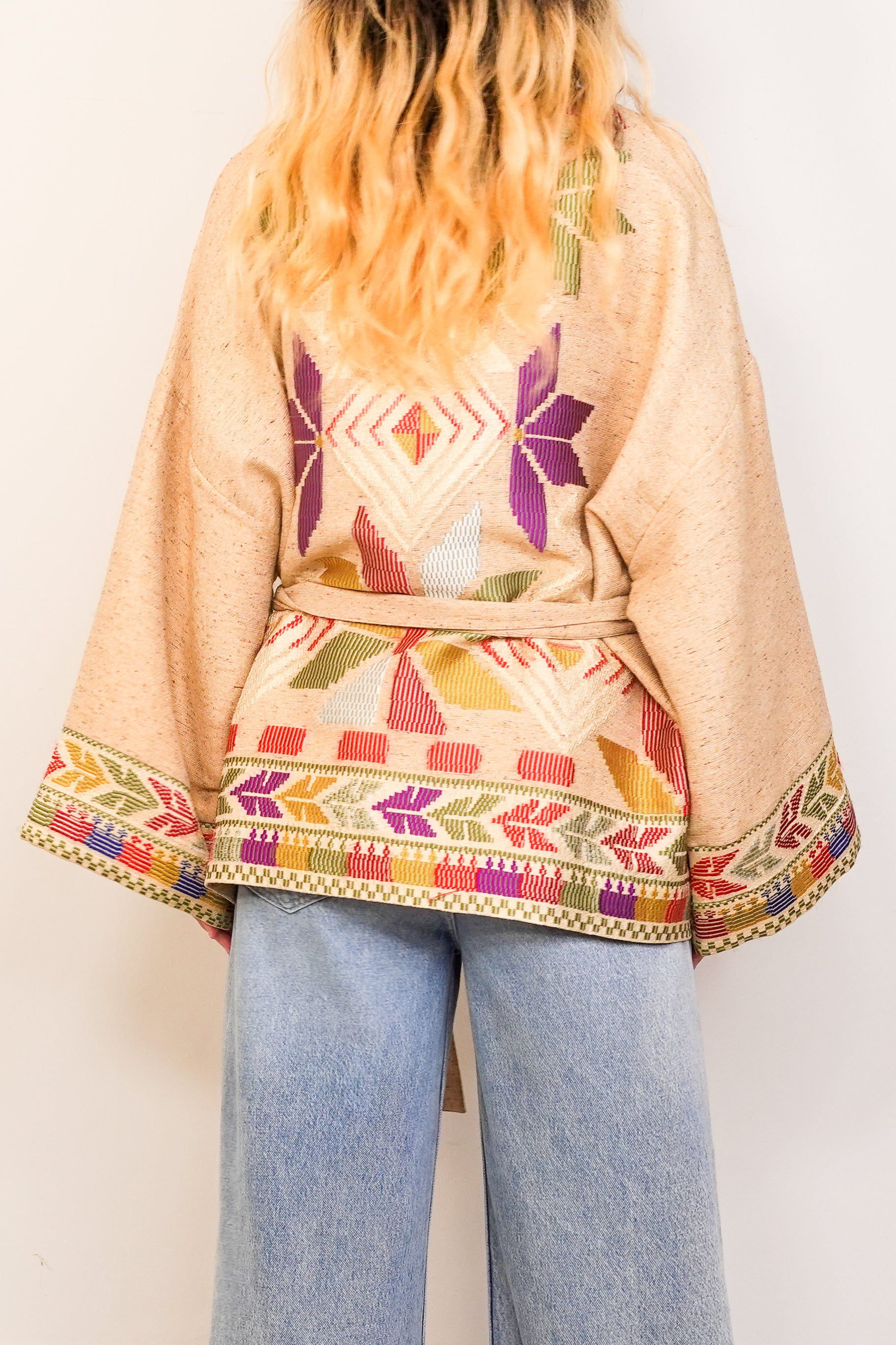 Cotton Silk Geometric Kimono Jacket RRP £1.2K