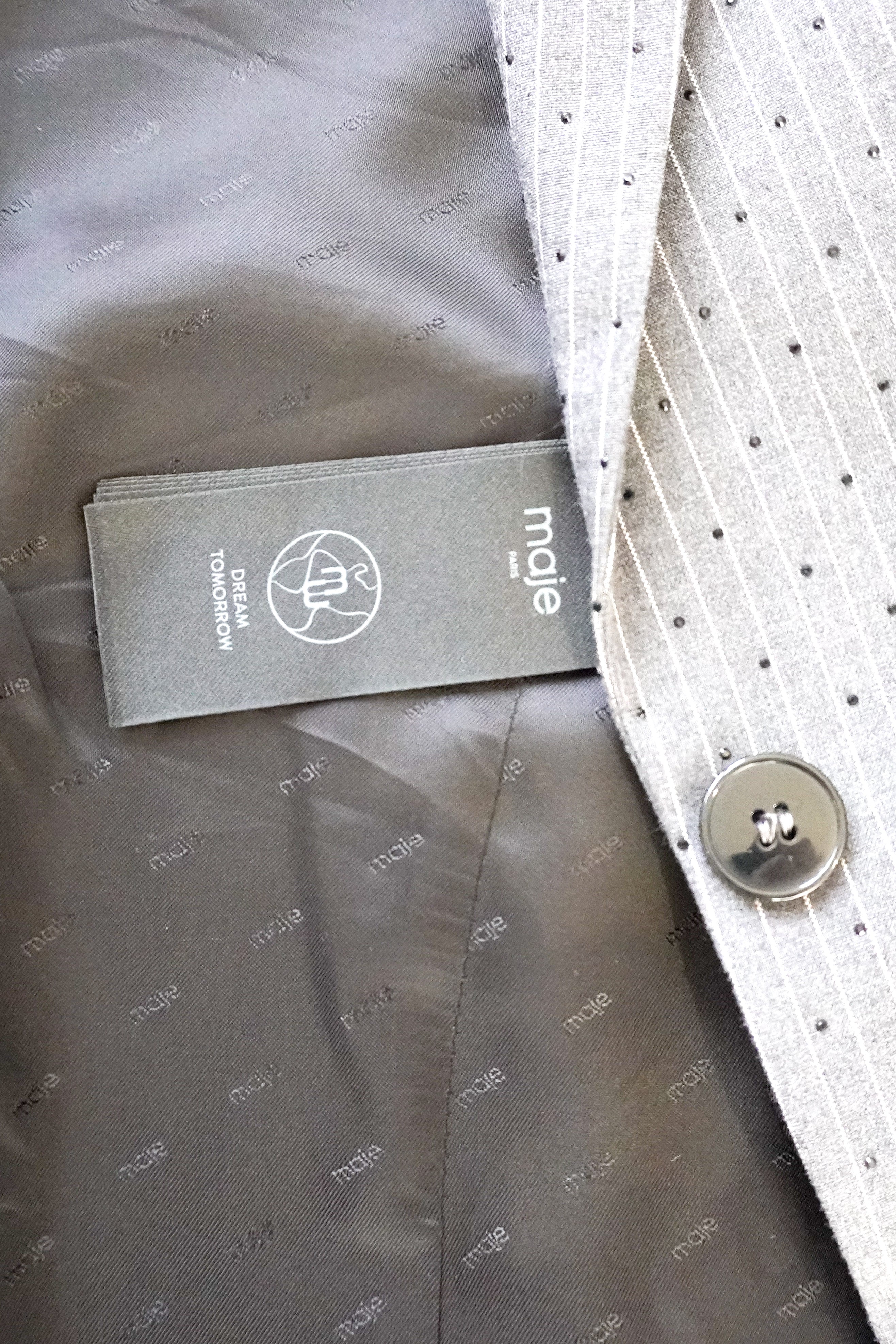 Maje Grey Embellished Pinstripe Evening Suit RRP £600 | Authentic Preloved