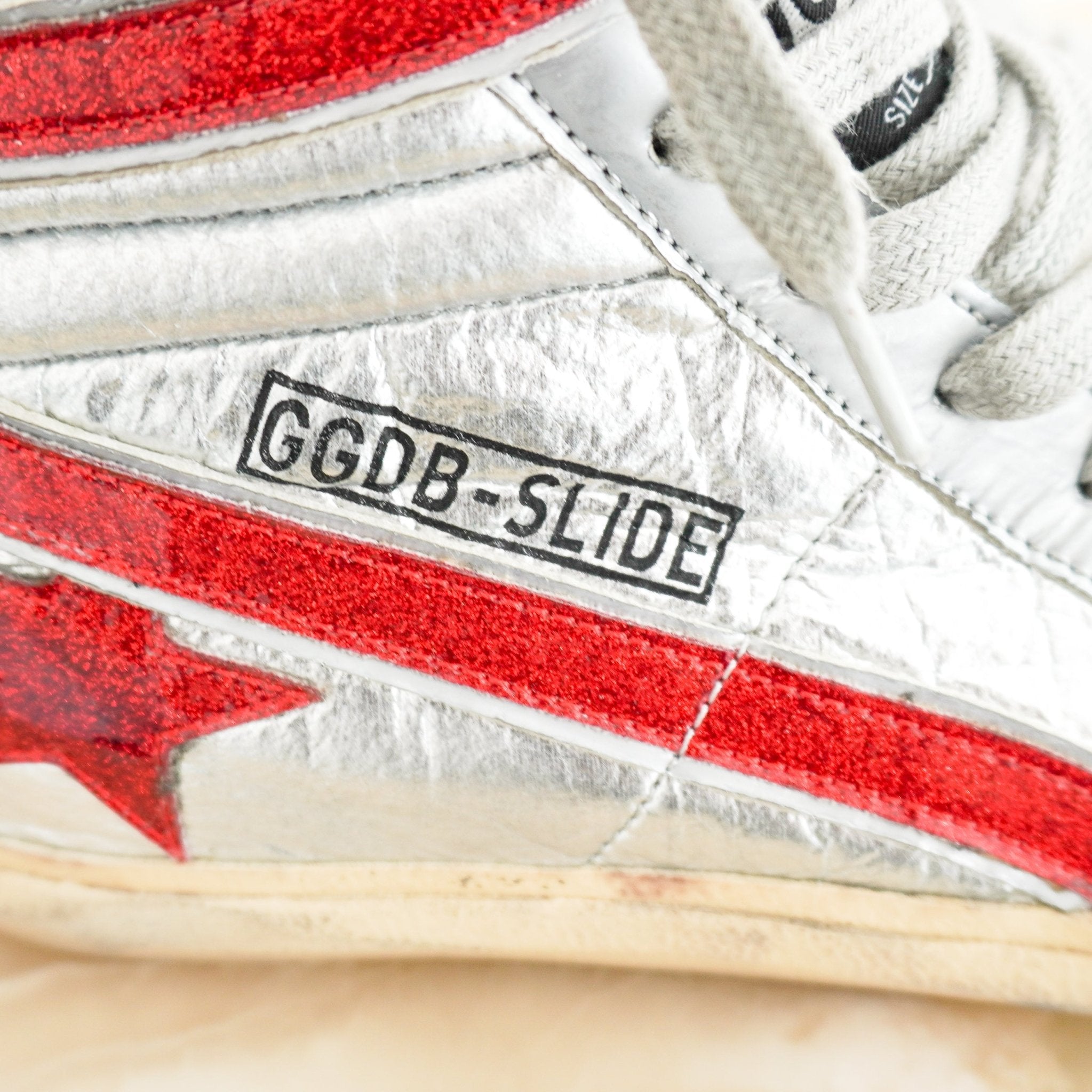 Golden Goose Silver & Red High Top Trainers (RRP £655) | Authentic Preloved - Reloved Again