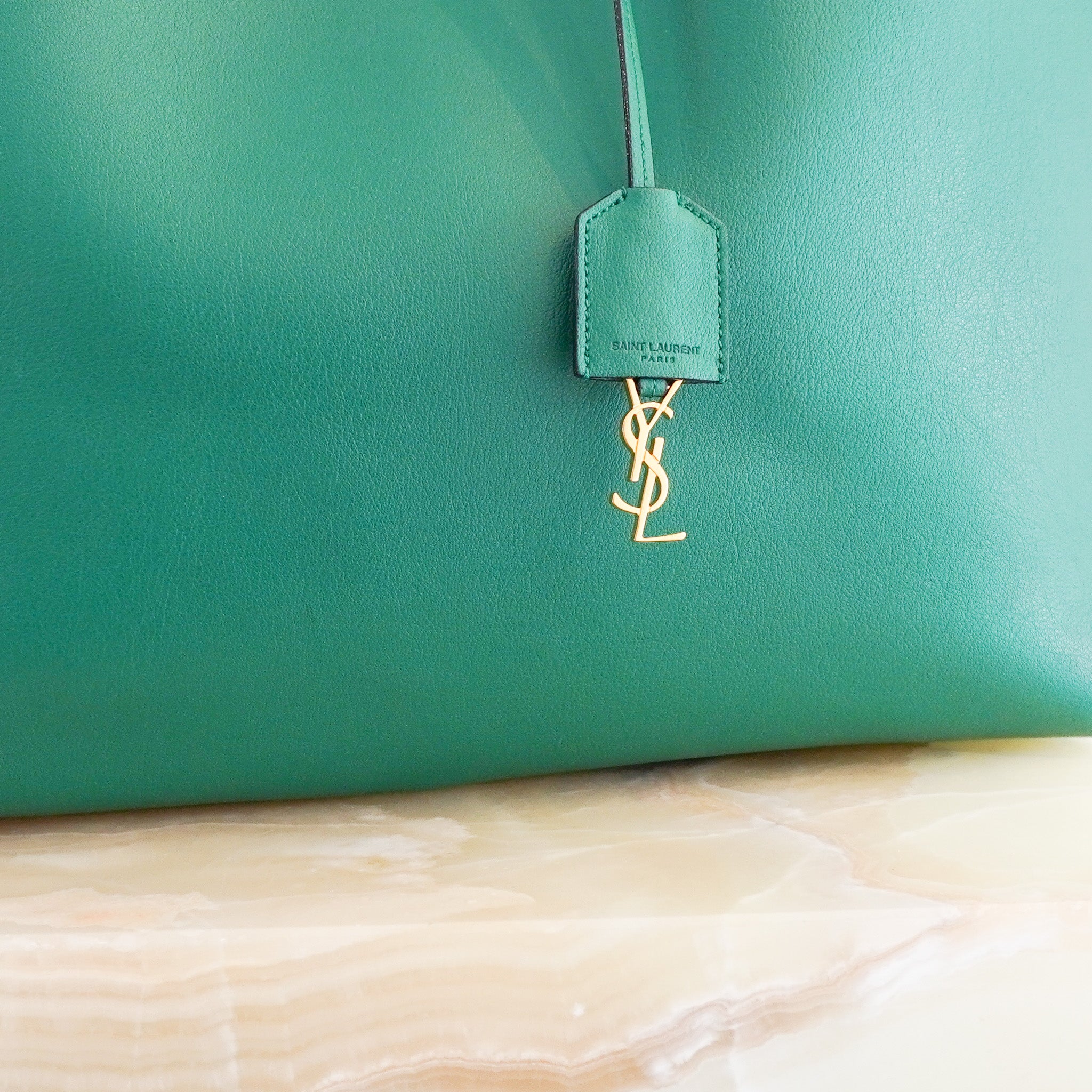Saint Laurent East West Green shopping tote bag RRP £1115 | Authentic Preloved [final sale] - Reloved Again