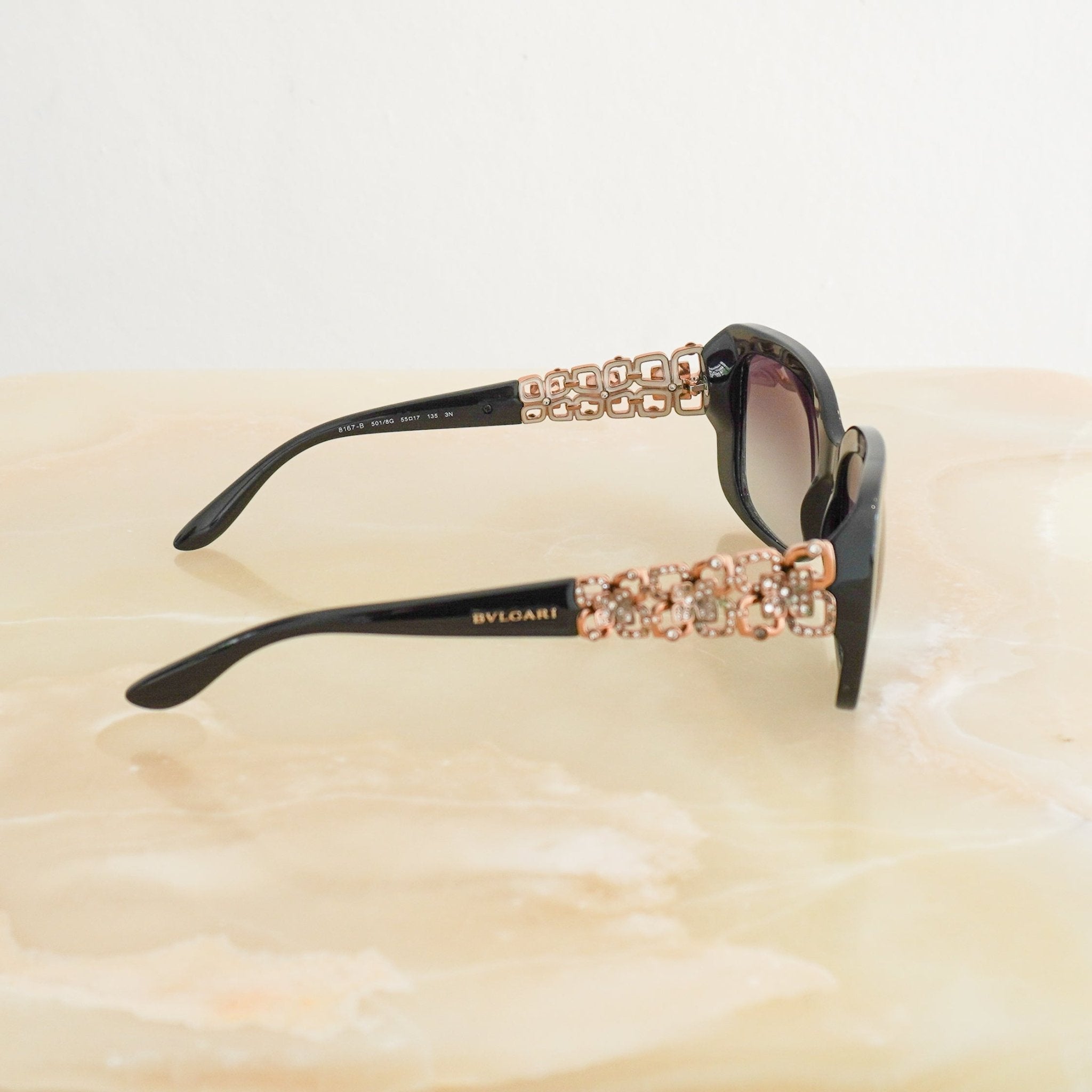 Bvlgari Black Giardini Italiani Embellished Sunglasses BV8167B (RRP £331) | Authentic Preloved FINAL SALE