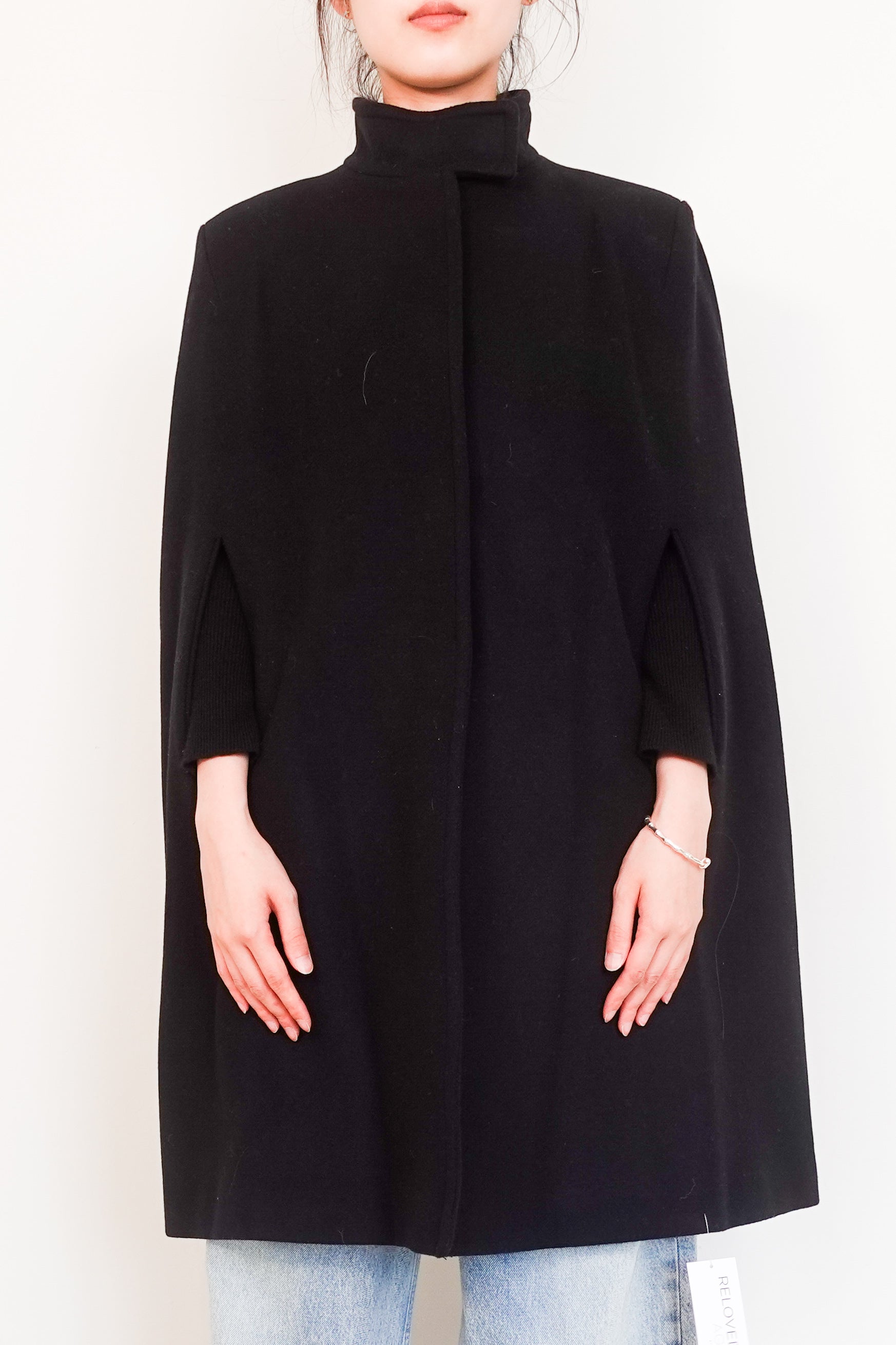 Black wool cape RRP £625