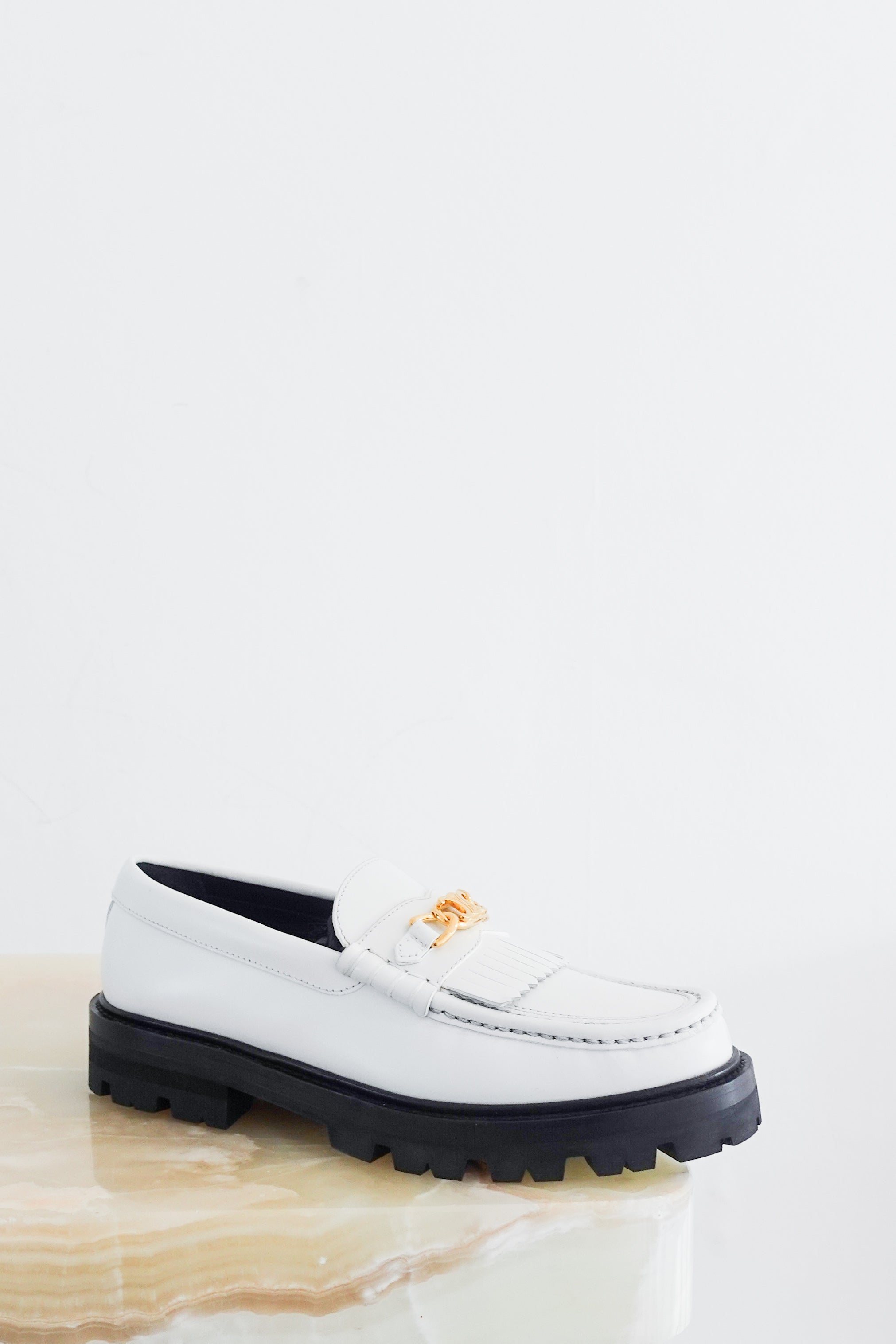 NEW CELINE White Penny Loafers RRP £850 | AUthentic Preloved