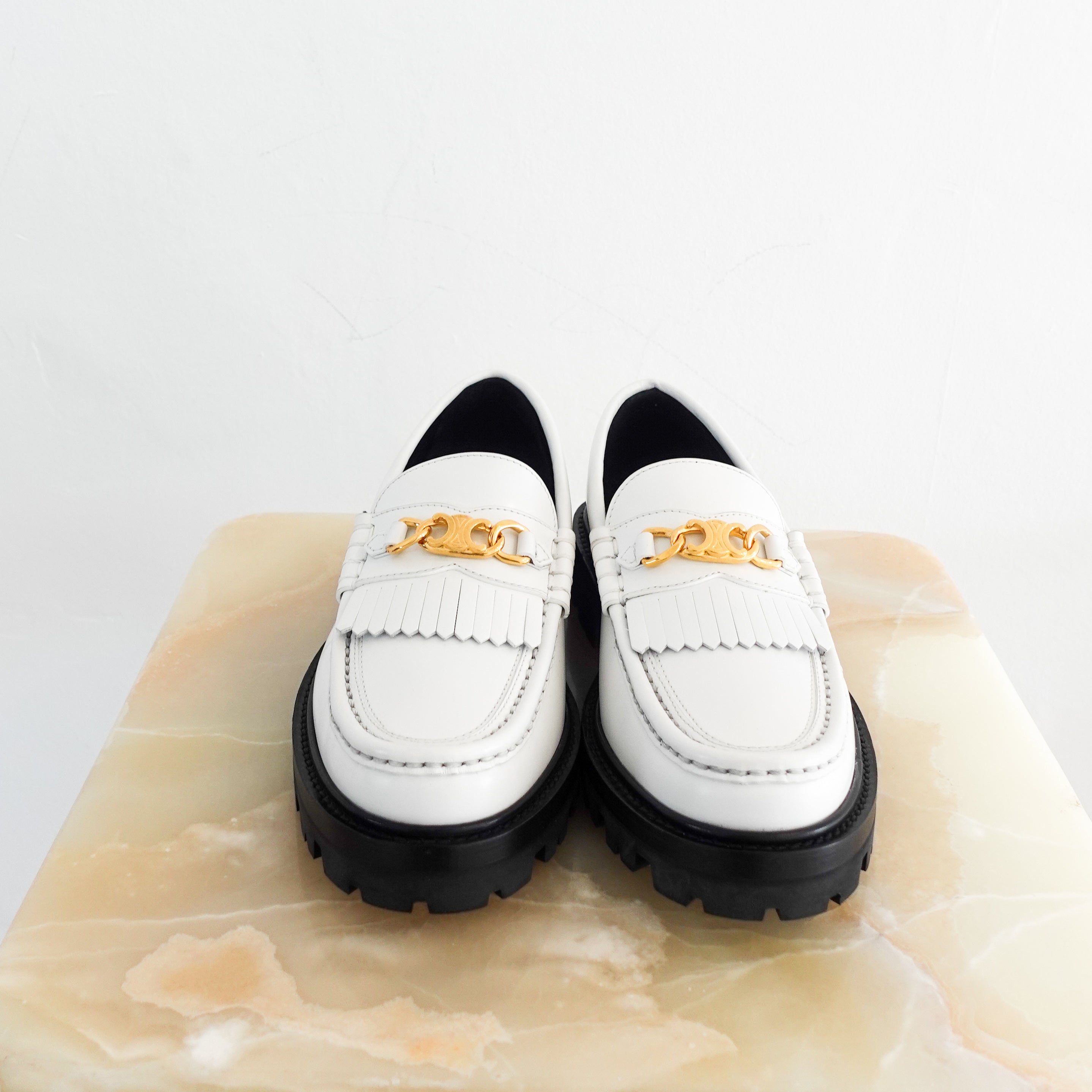 NEW CELINE White Penny Loafers RRP £850 | AUthentic Preloved