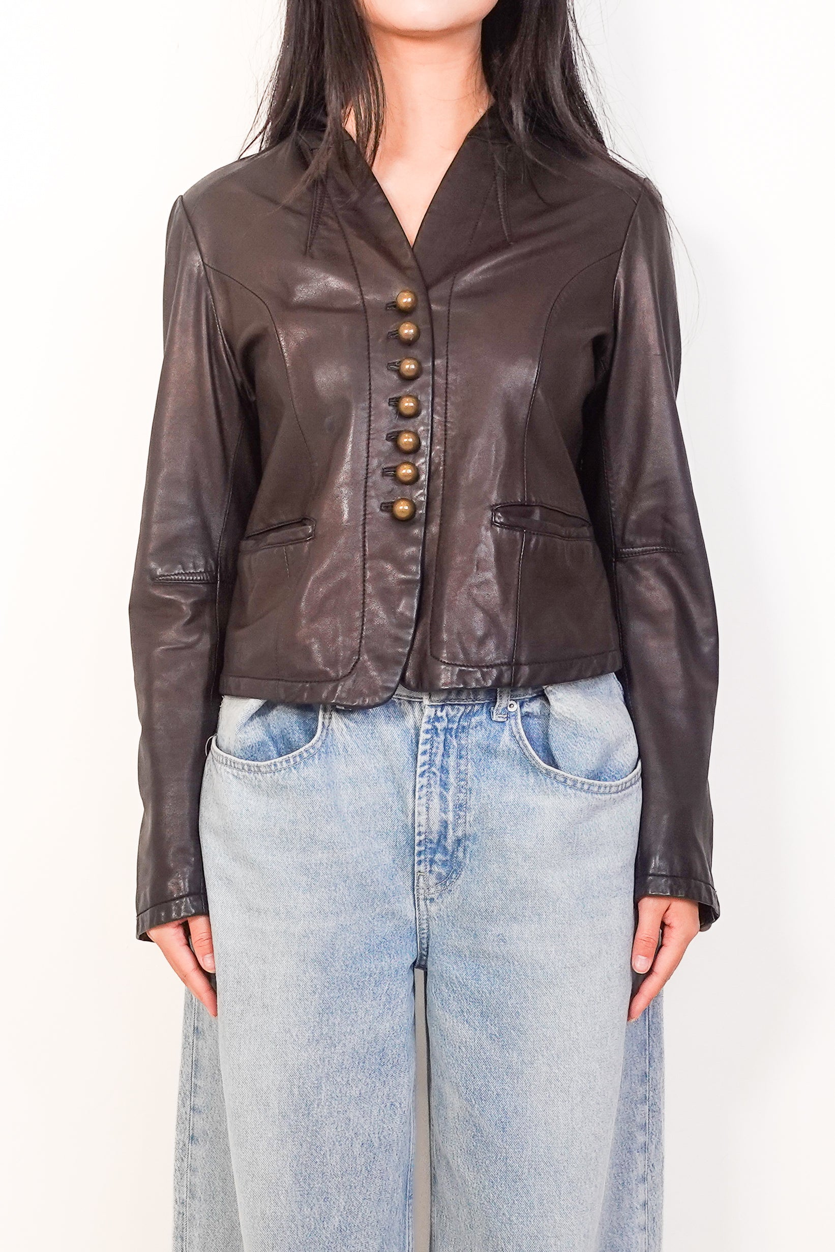 Dark Brown Leather Jacket RRP £720